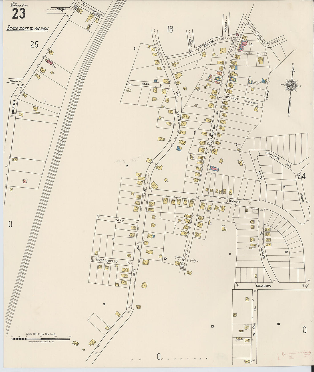 This old map of Norwalk, Fairfield County, Connecticut was created by Sanborn Map Company in 1922