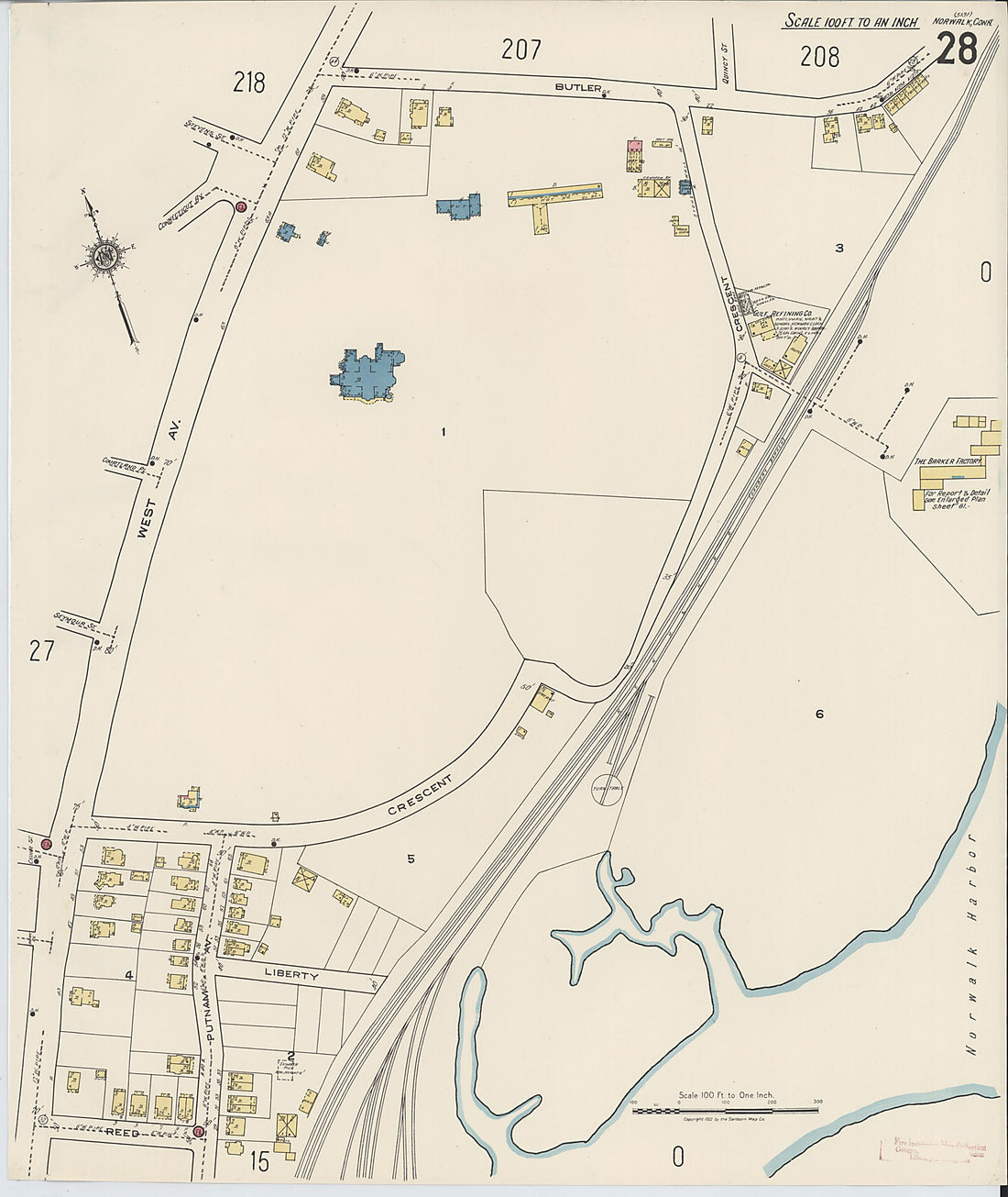 This old map of Norwalk, Fairfield County, Connecticut was created by Sanborn Map Company in 1922