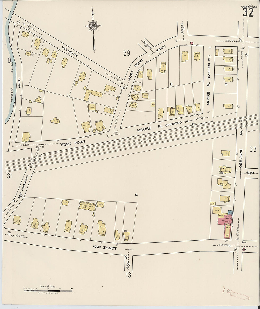This old map of Norwalk, Fairfield County, Connecticut was created by Sanborn Map Company in 1922