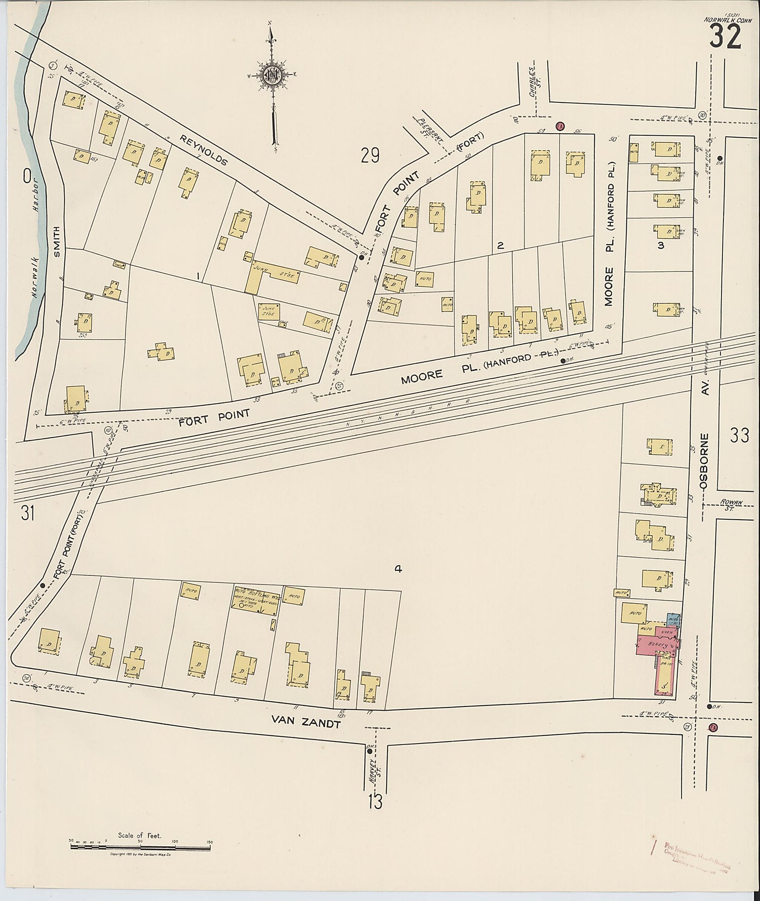 This old map of Norwalk, Fairfield County, Connecticut was created by Sanborn Map Company in 1922