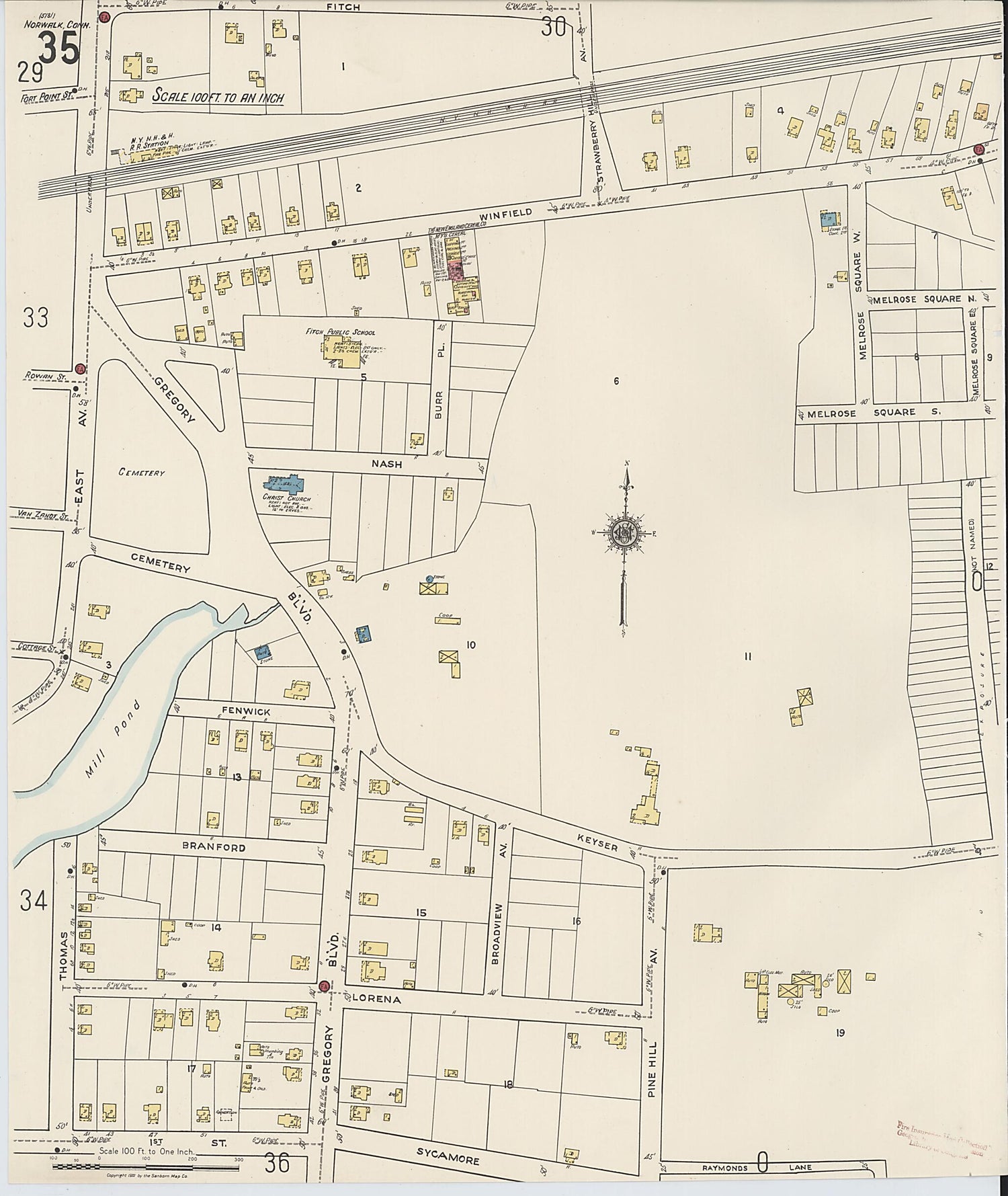 This old map of Norwalk, Fairfield County, Connecticut was created by Sanborn Map Company in 1922