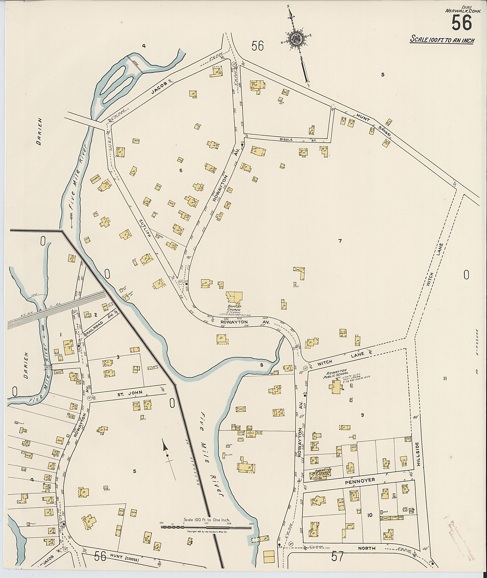 This old map of Norwalk, Fairfield County, Connecticut was created by Sanborn Map Company in 1922