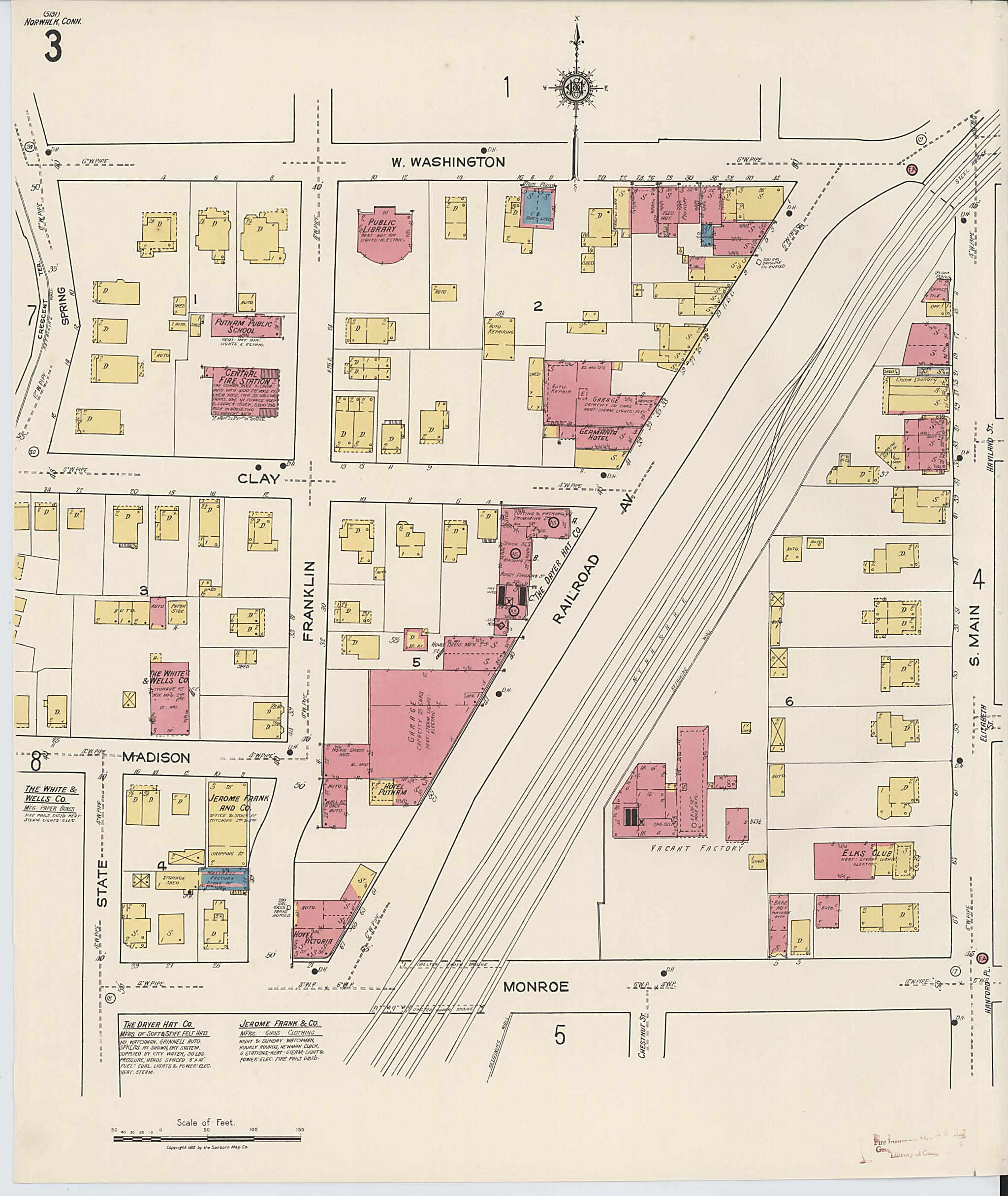 This old map of Norwalk, Fairfield County, Connecticut was created by Sanborn Map Company in 1922