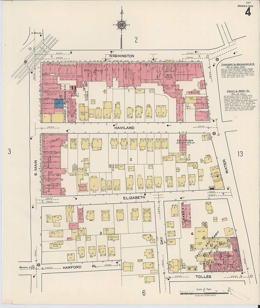 This old map of Norwalk, Fairfield County, Connecticut was created by Sanborn Map Company in 1922