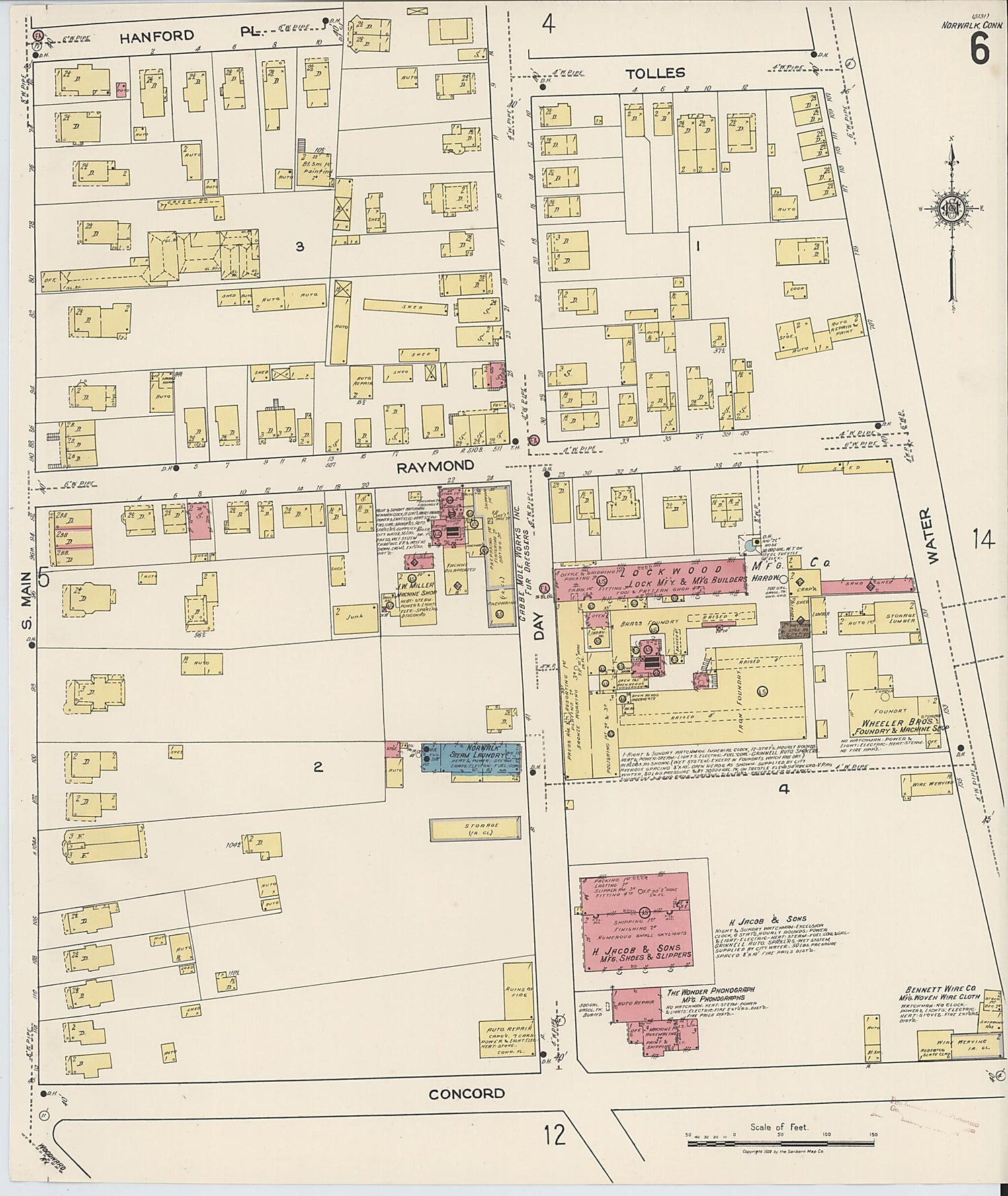 This old map of Norwalk, Fairfield County, Connecticut was created by Sanborn Map Company in 1922