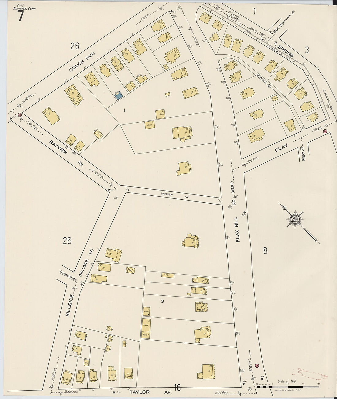 This old map of Norwalk, Fairfield County, Connecticut was created by Sanborn Map Company in 1922