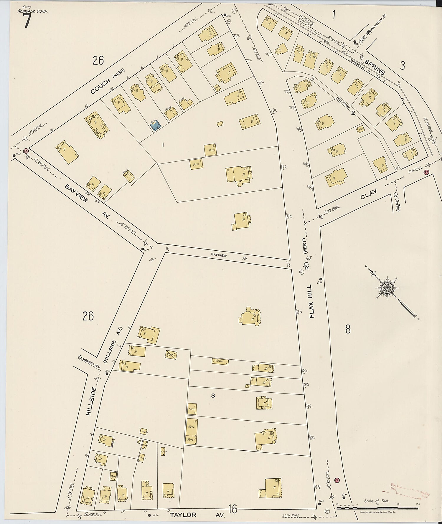 This old map of Norwalk, Fairfield County, Connecticut was created by Sanborn Map Company in 1922