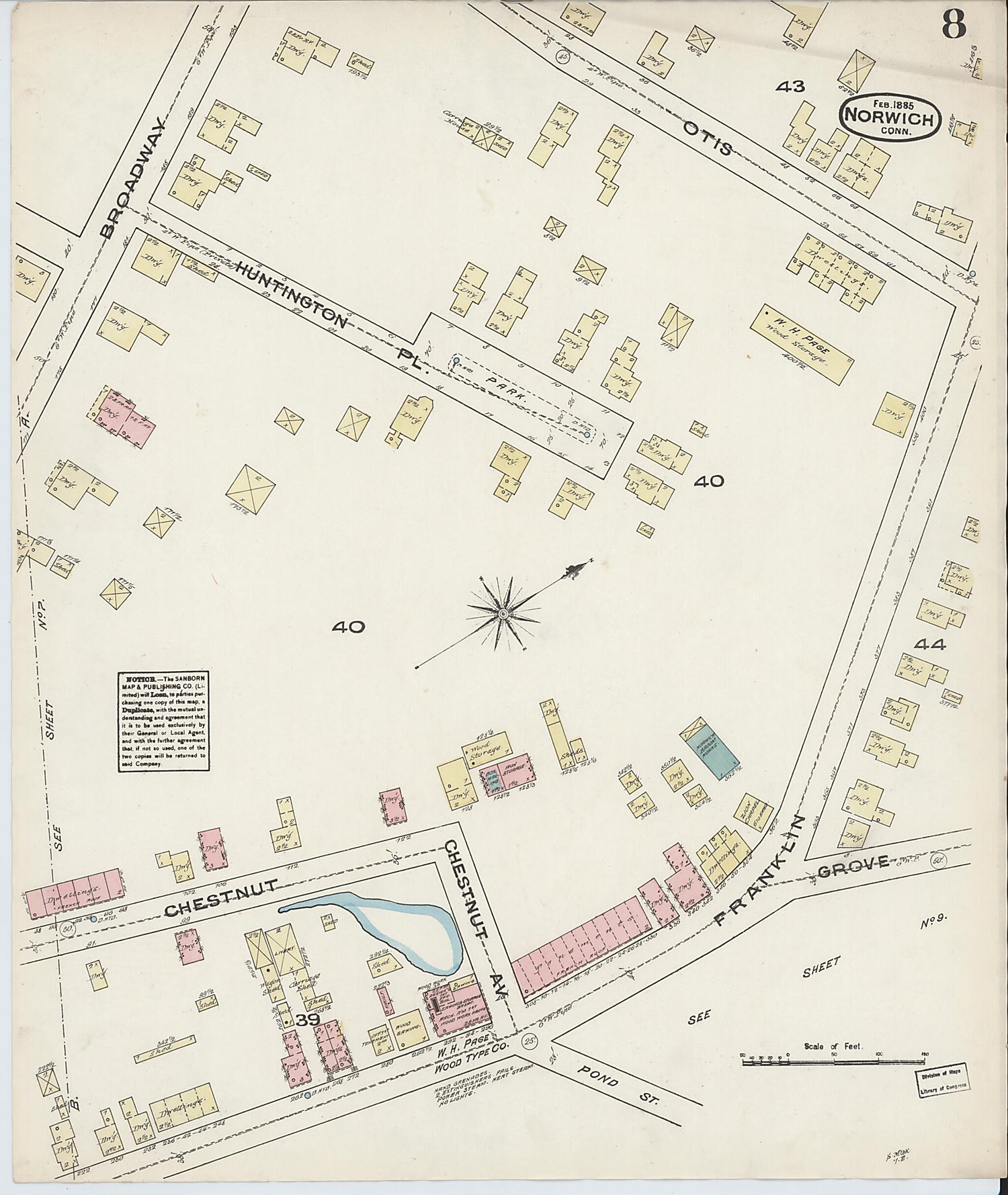 This old map of Norwich, New London County, Connecticut was created by Sanborn Map Company in 1885