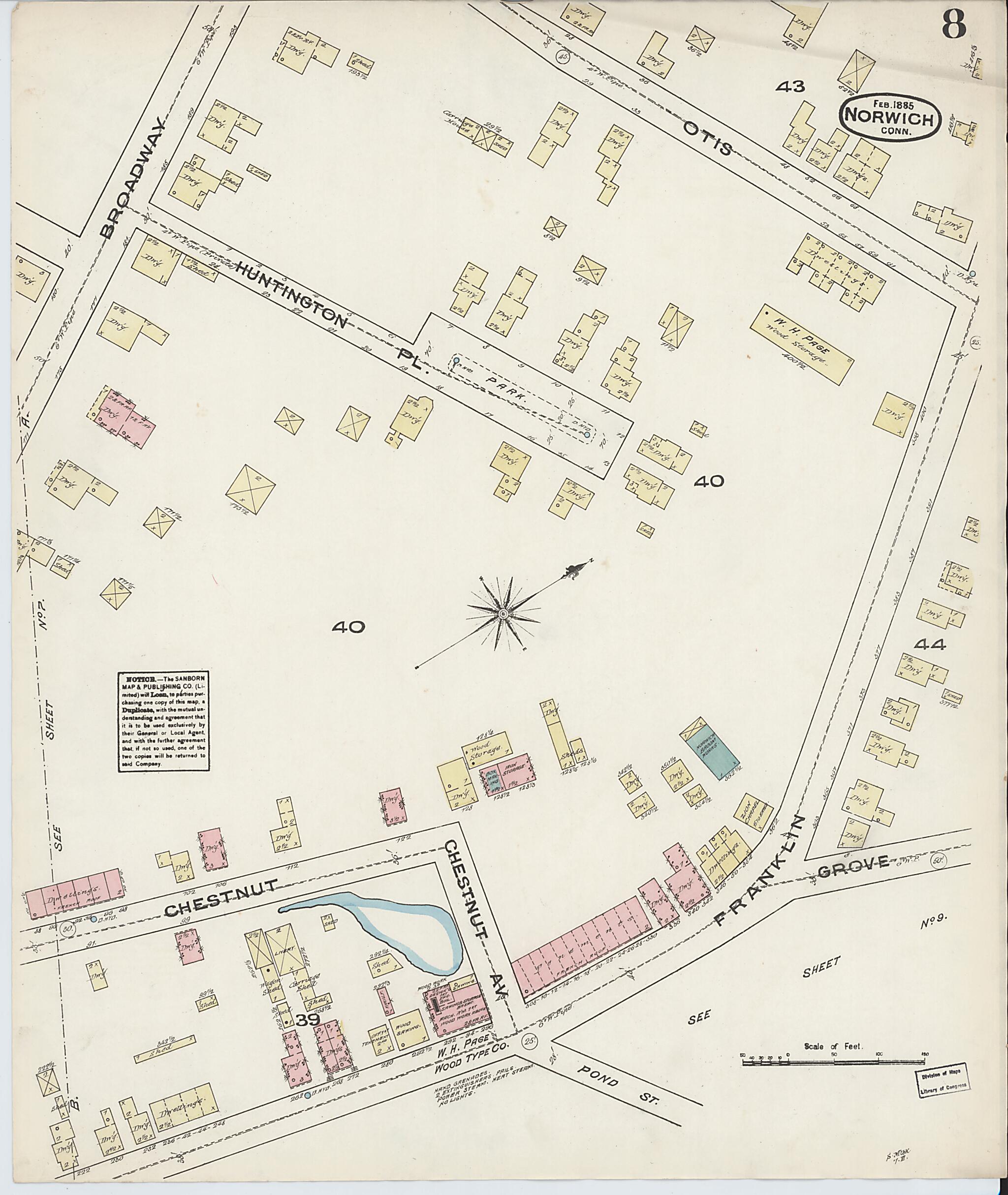 This old map of Norwich, New London County, Connecticut was created by Sanborn Map Company in 1885
