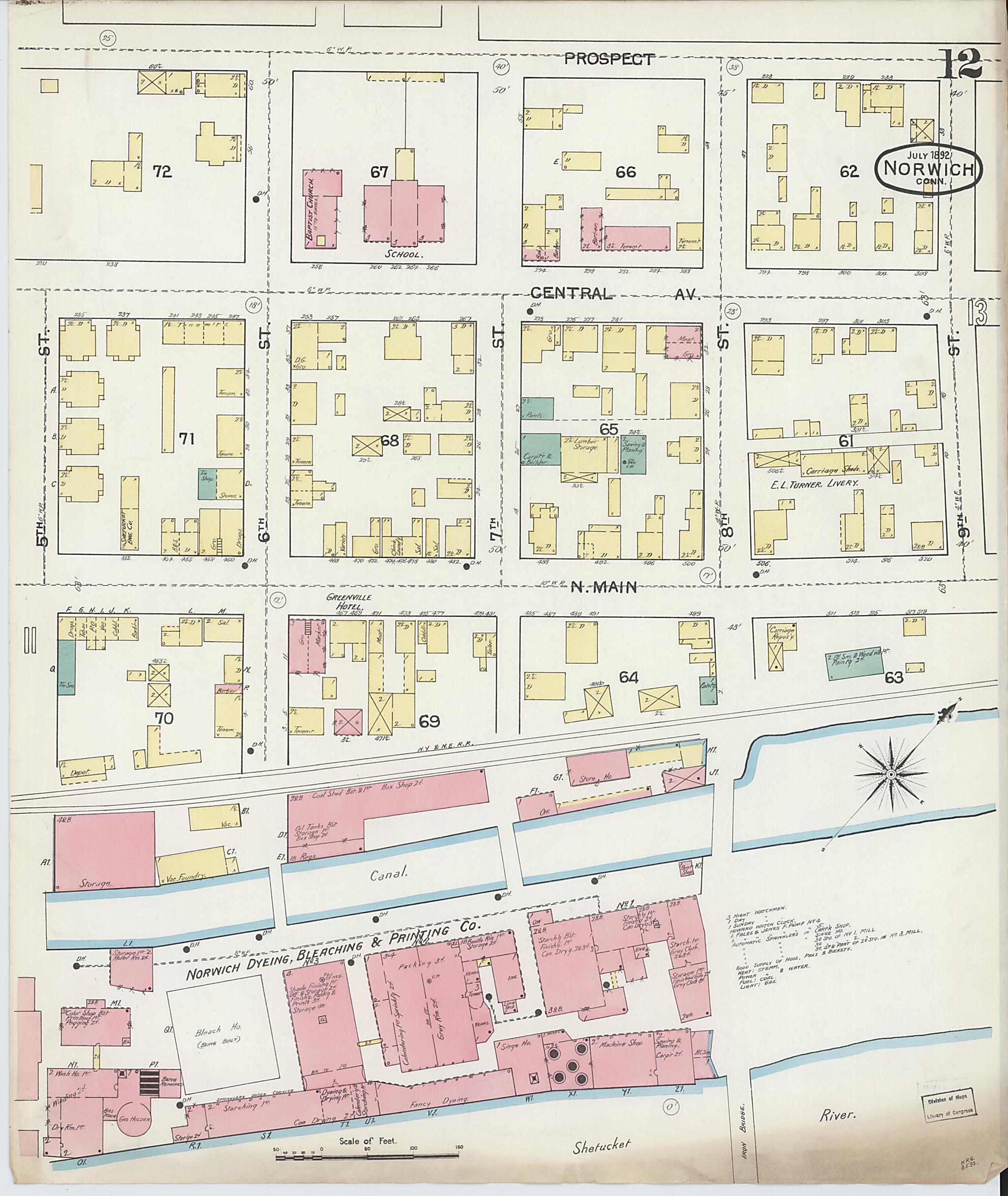 This old map of Norwich, New London County, Connecticut was created by Sanborn Map Company in 1892