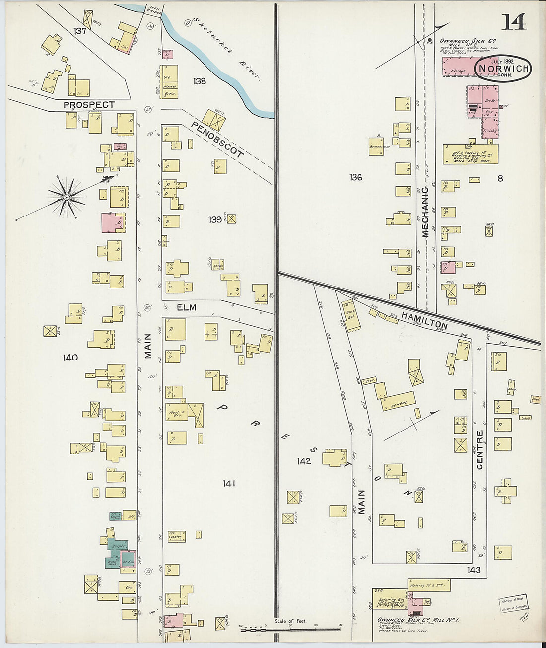 This old map of Norwich, New London County, Connecticut was created by Sanborn Map Company in 1892