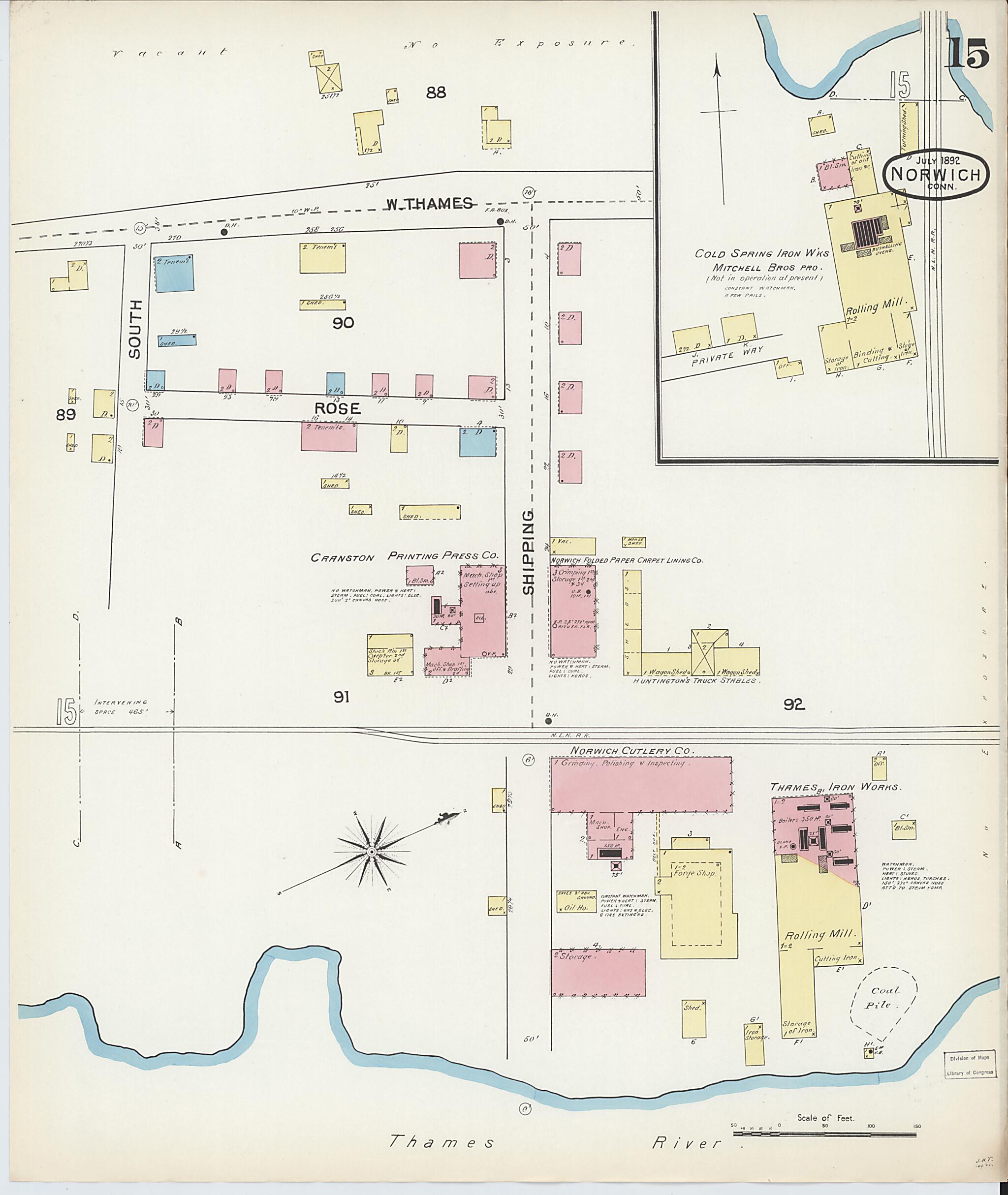 This old map of Norwich, New London County, Connecticut was created by Sanborn Map Company in 1892