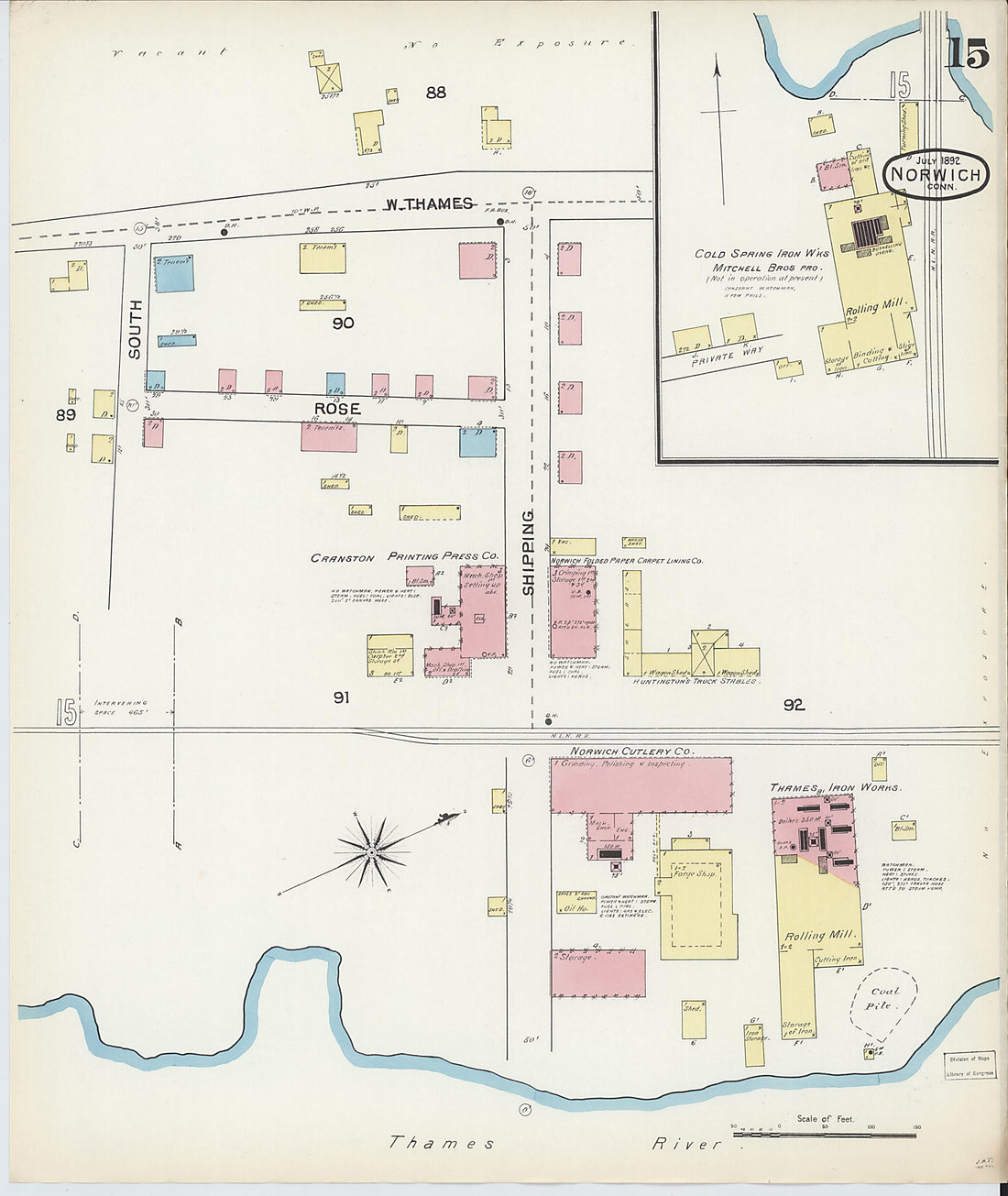 This old map of Norwich, New London County, Connecticut was created by Sanborn Map Company in 1892
