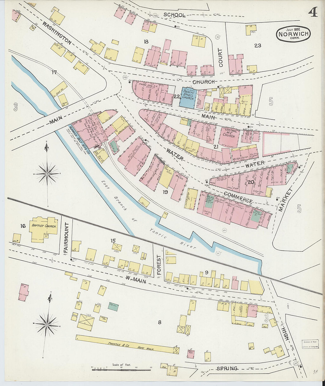 This old map of Norwich, New London County, Connecticut was created by Sanborn Map Company in 1892