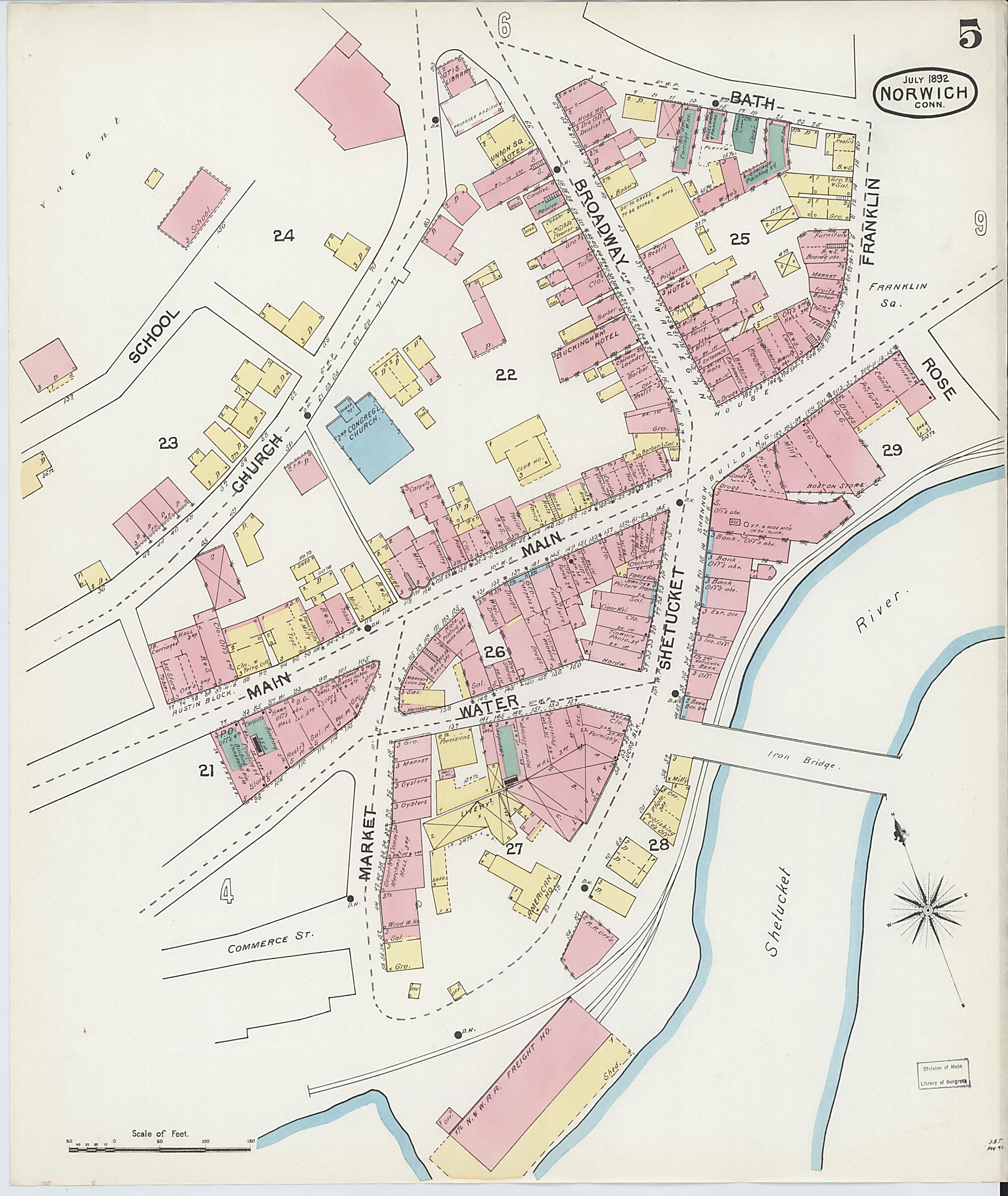 This old map of Norwich, New London County, Connecticut was created by Sanborn Map Company in 1892