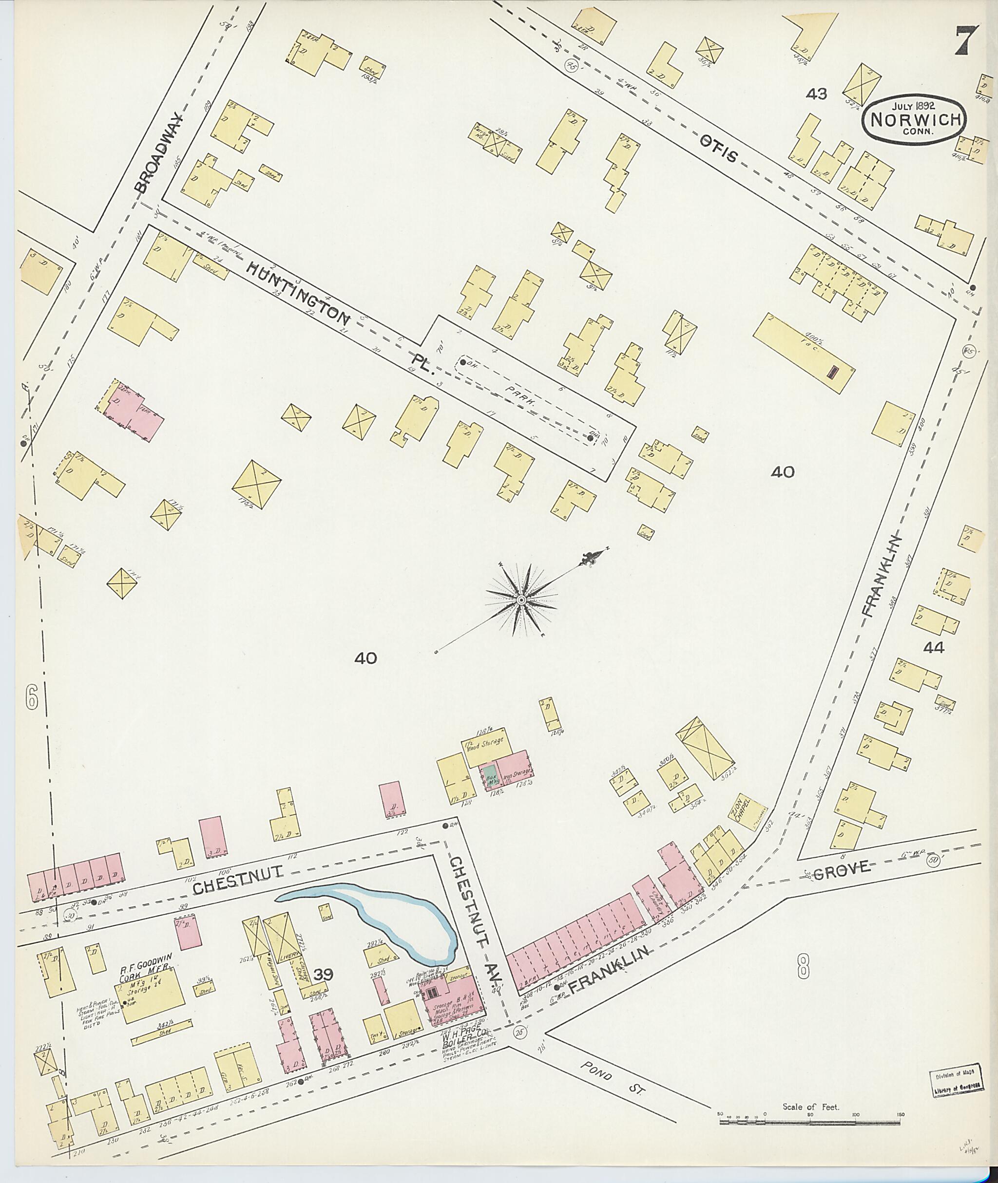 This old map of Norwich, New London County, Connecticut was created by Sanborn Map Company in 1892