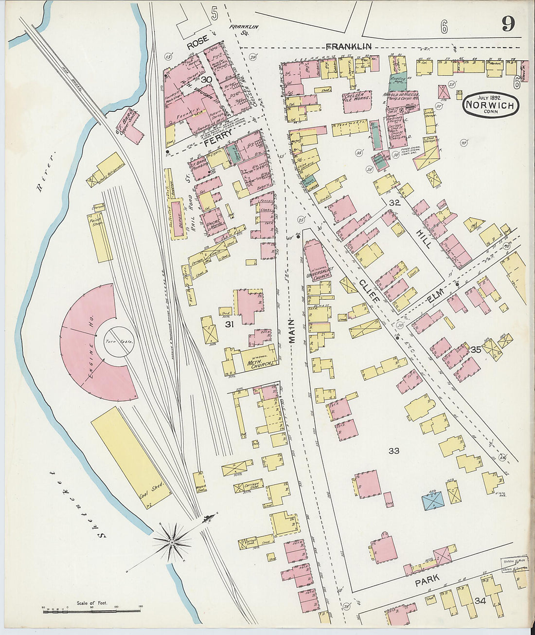 This old map of Norwich, New London County, Connecticut was created by Sanborn Map Company in 1892