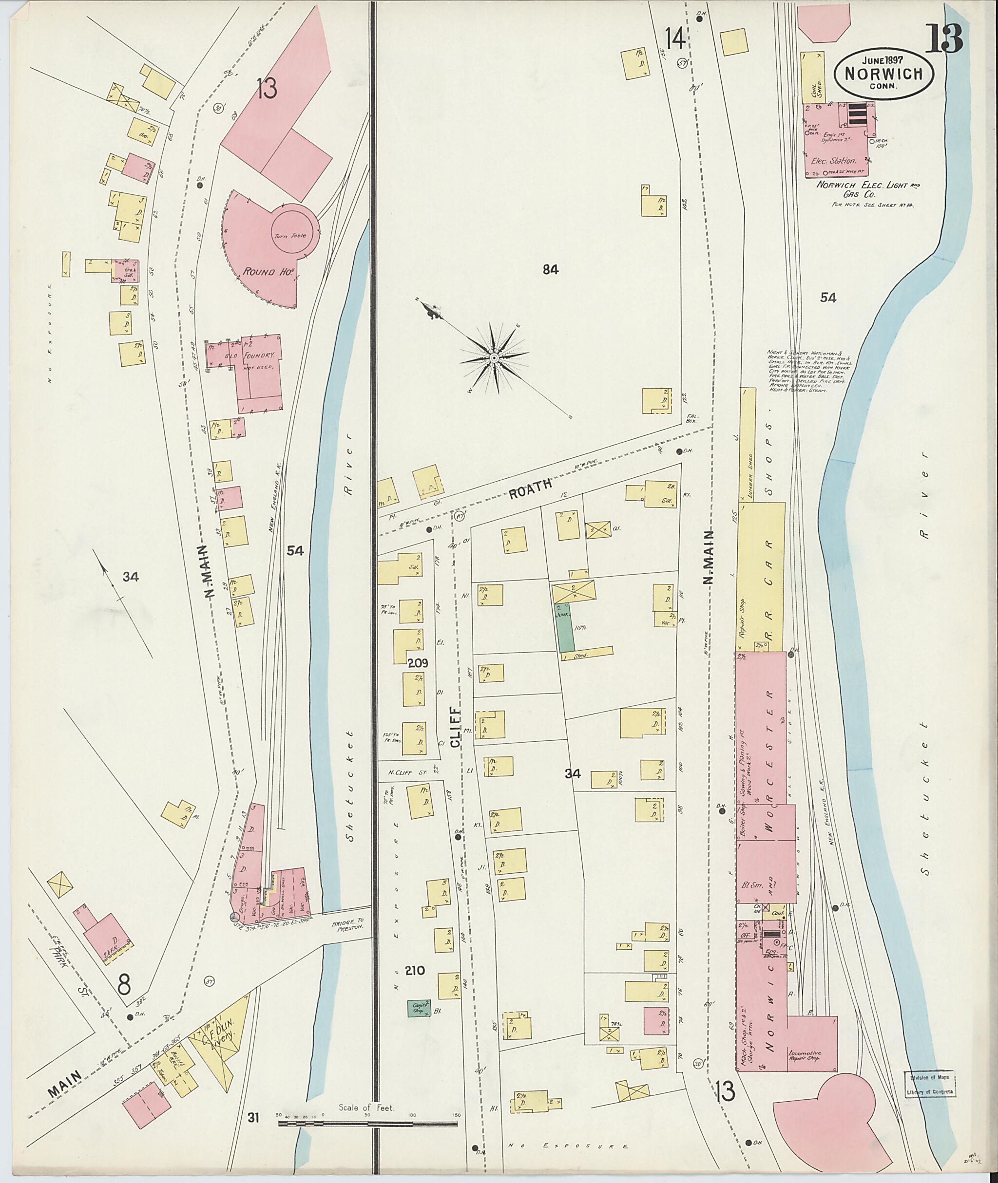 This old map of Norwich, New London County, Connecticut was created by Sanborn Map Company in 1897
