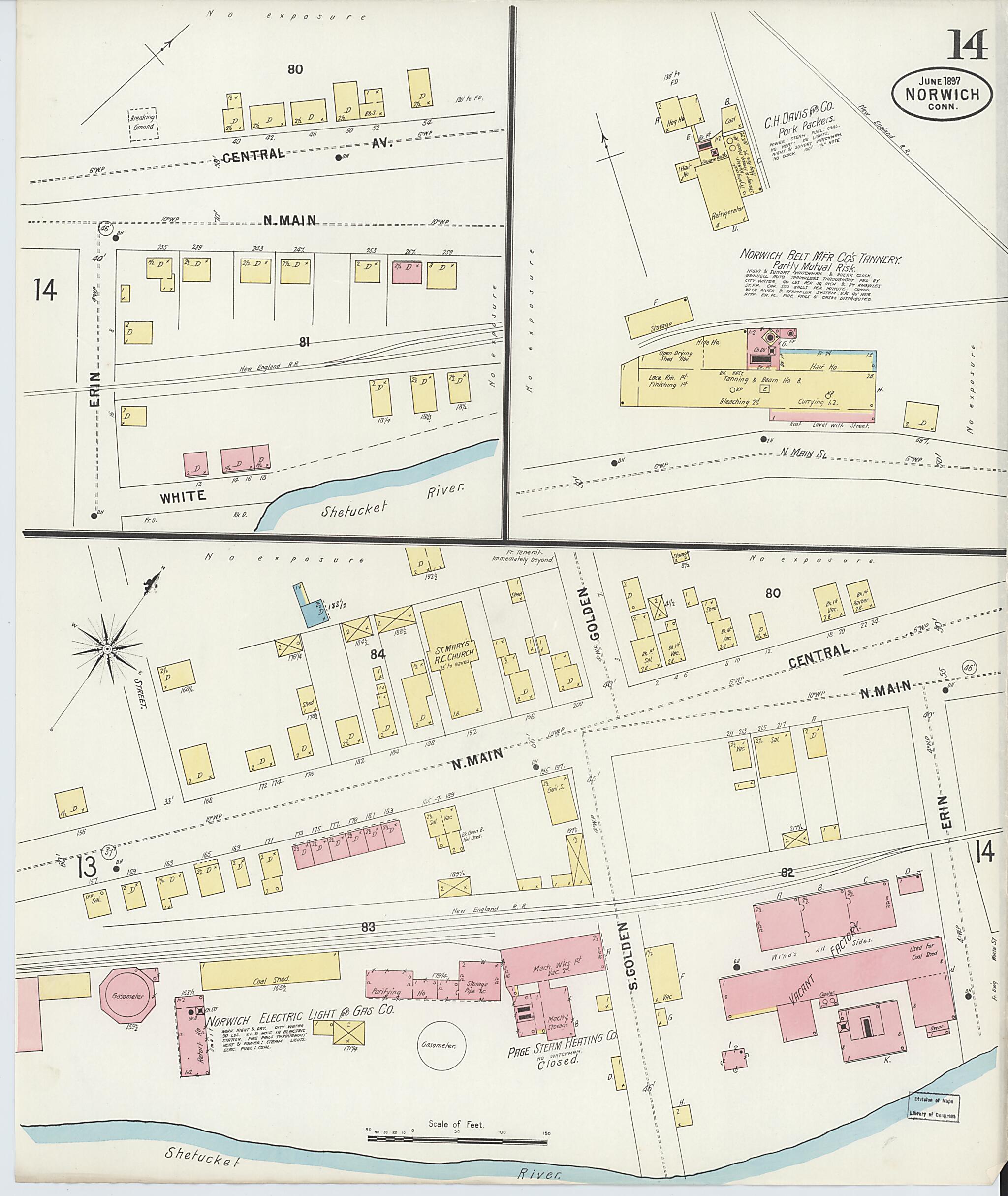 This old map of Norwich, New London County, Connecticut was created by Sanborn Map Company in 1897