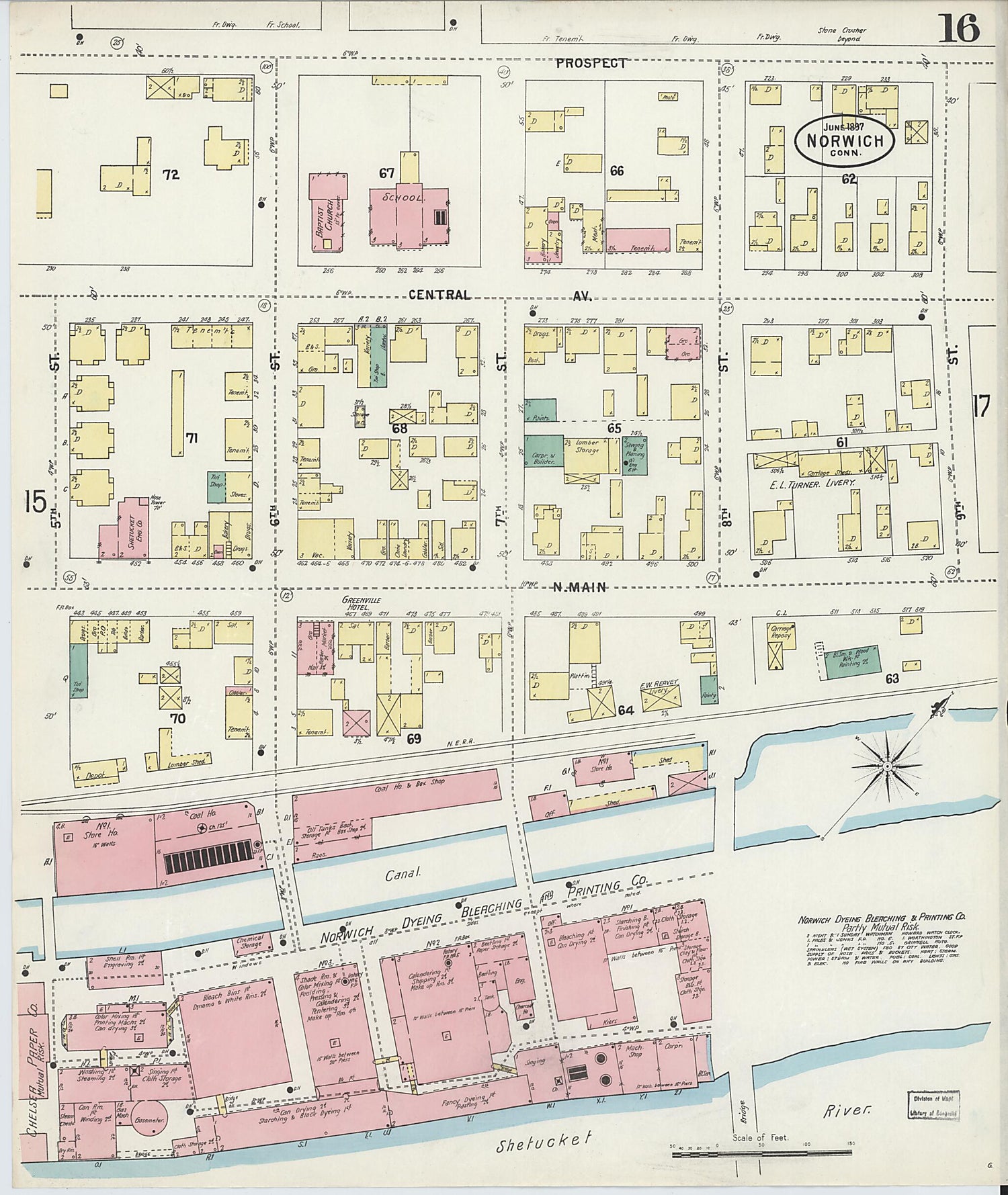 This old map of Norwich, New London County, Connecticut was created by Sanborn Map Company in 1897