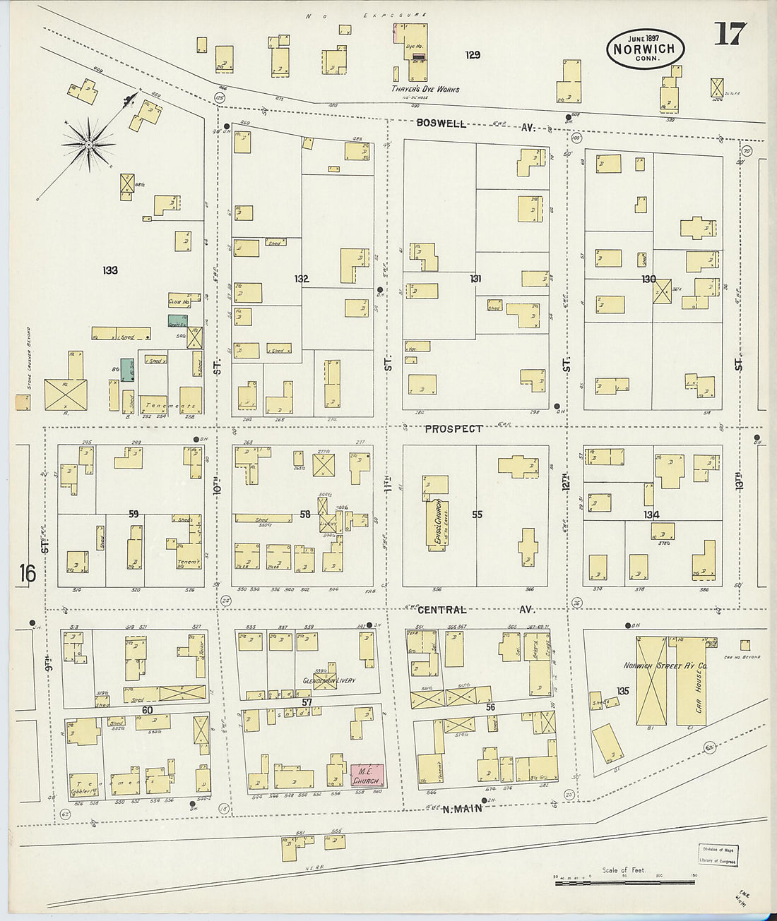 This old map of Norwich, New London County, Connecticut was created by Sanborn Map Company in 1897