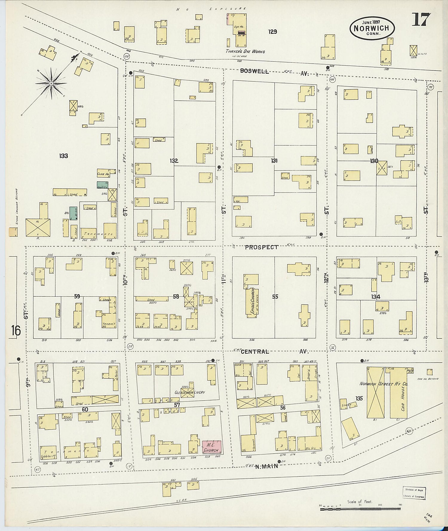 This old map of Norwich, New London County, Connecticut was created by Sanborn Map Company in 1897