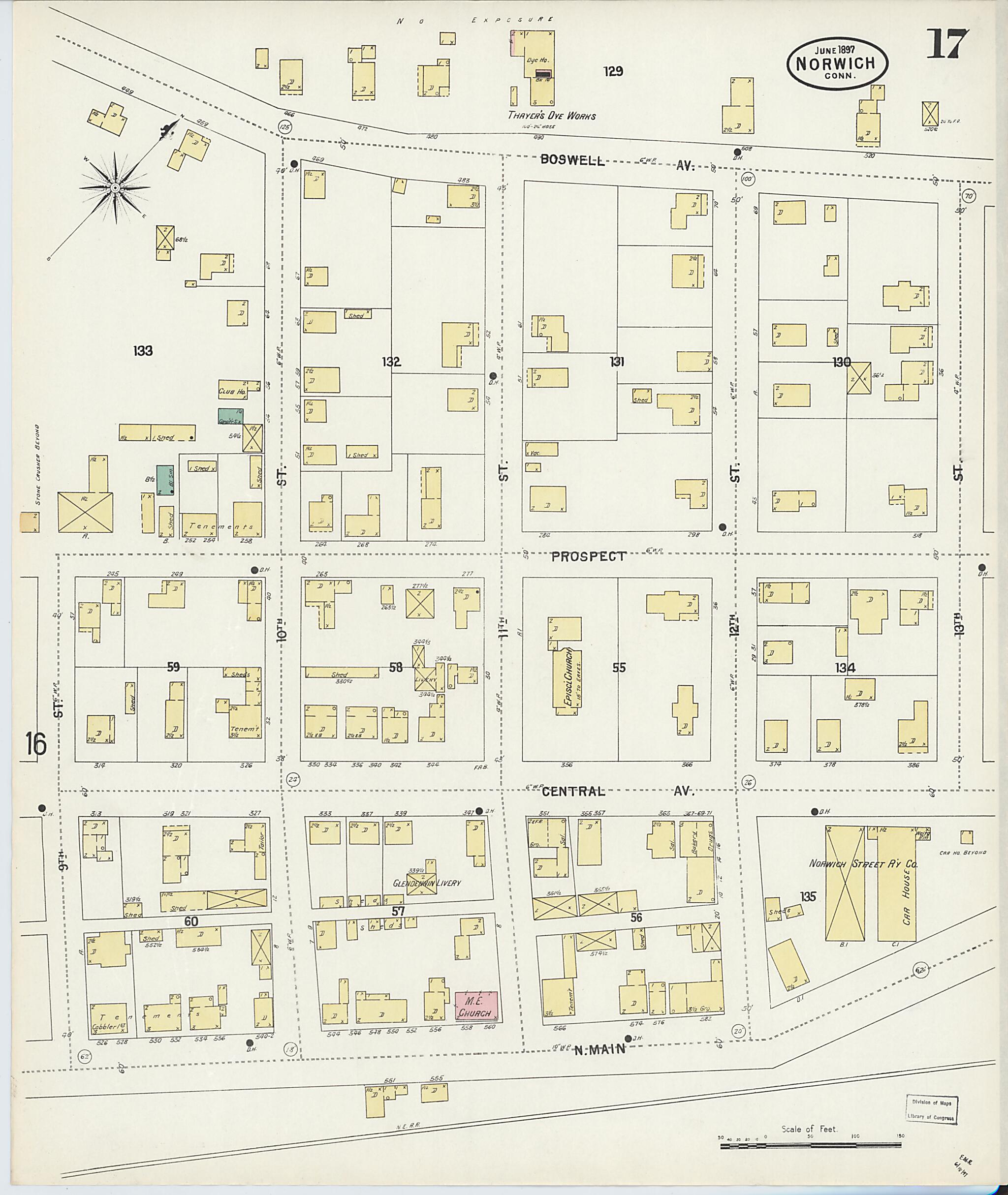 This old map of Norwich, New London County, Connecticut was created by Sanborn Map Company in 1897