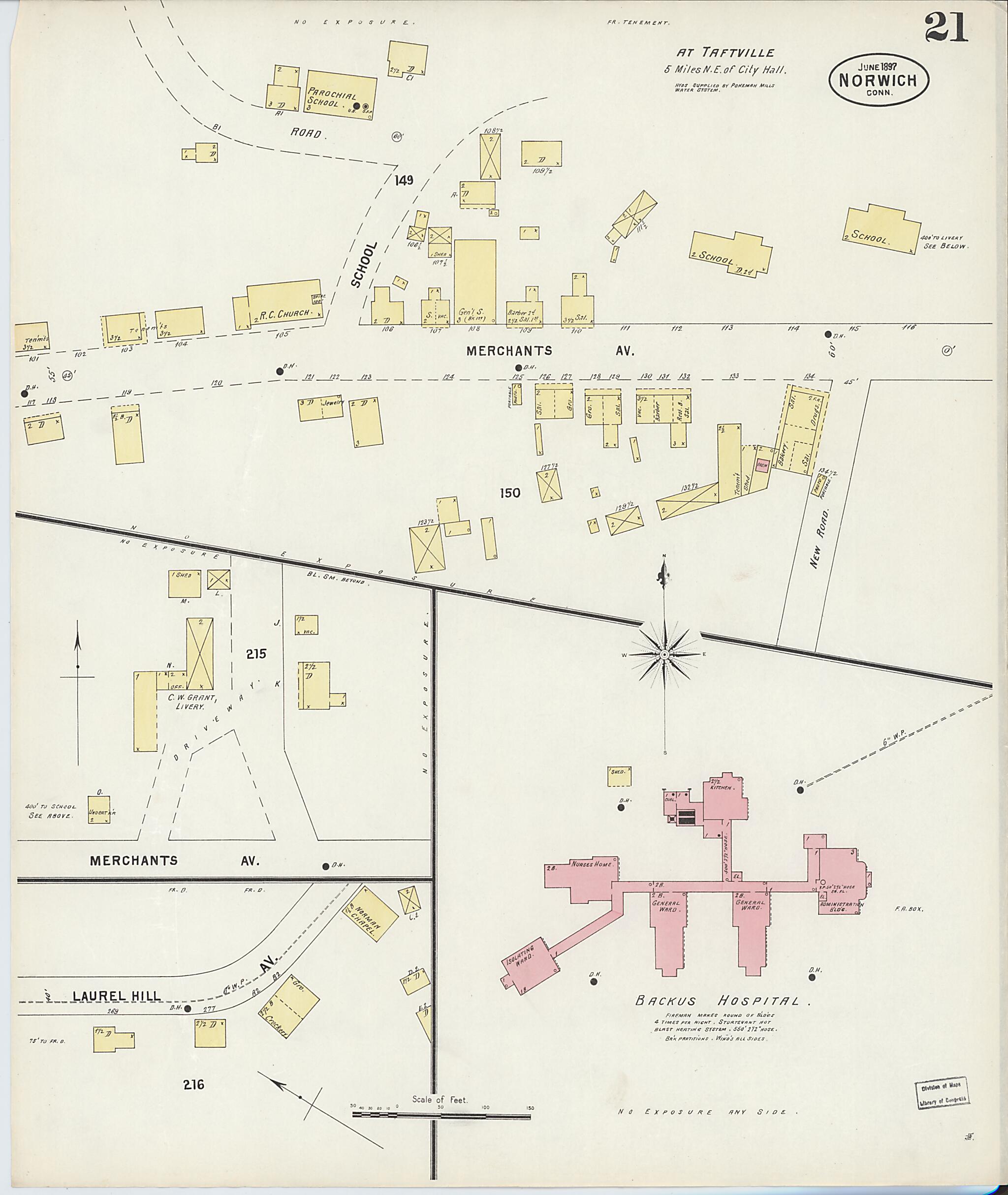 This old map of Norwich, New London County, Connecticut was created by Sanborn Map Company in 1897