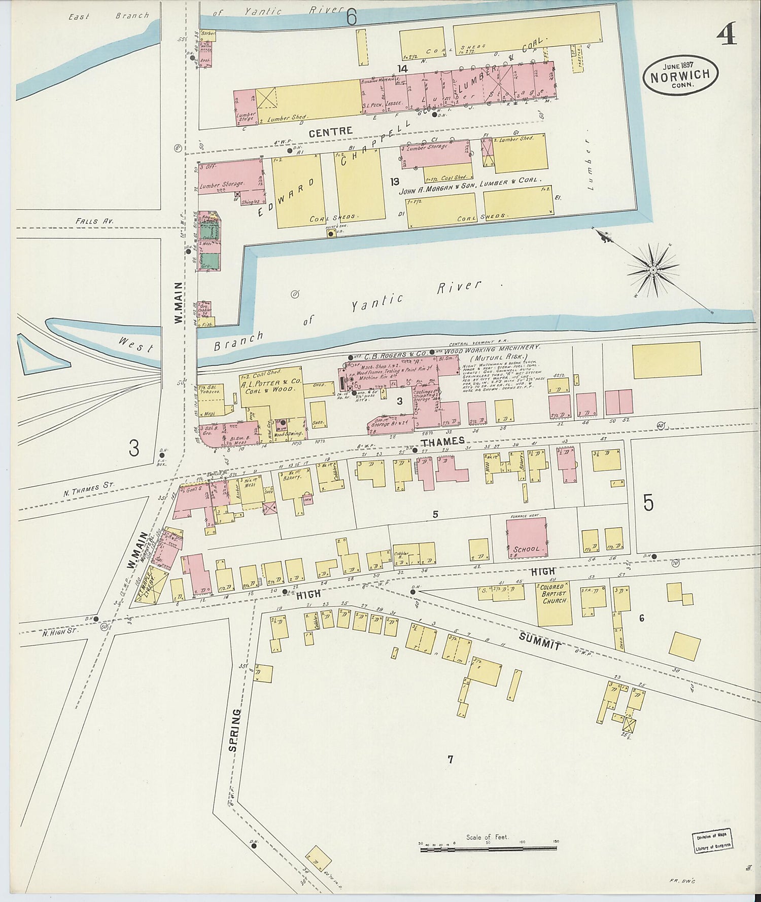 This old map of Norwich, New London County, Connecticut was created by Sanborn Map Company in 1897