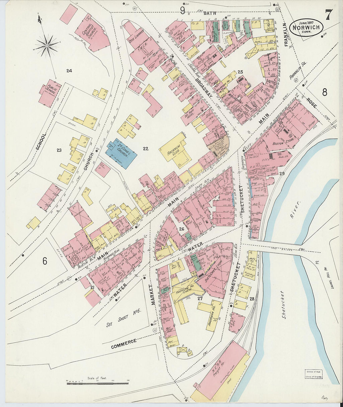 This old map of Norwich, New London County, Connecticut was created by Sanborn Map Company in 1897
