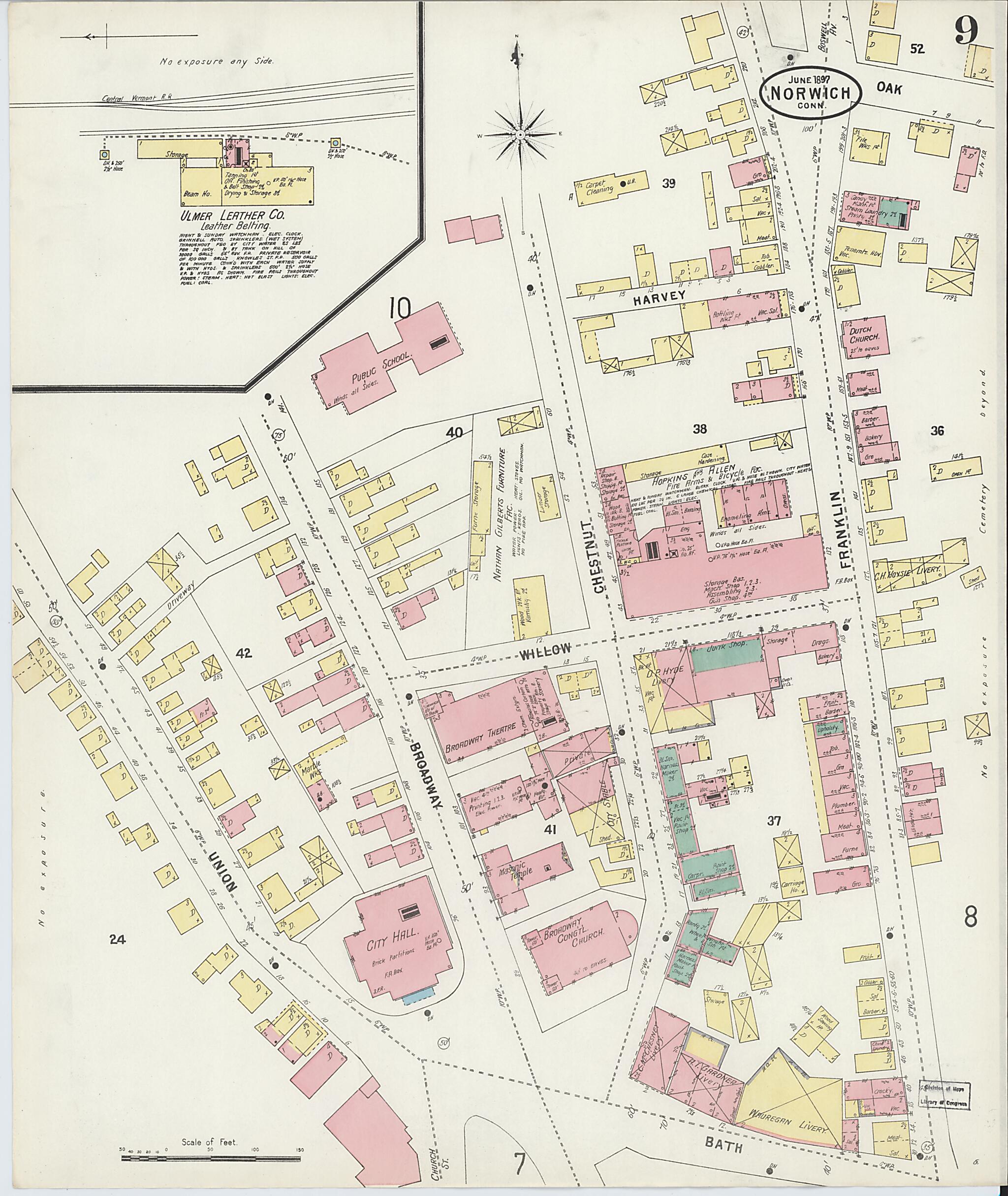 This old map of Norwich, New London County, Connecticut was created by Sanborn Map Company in 1897