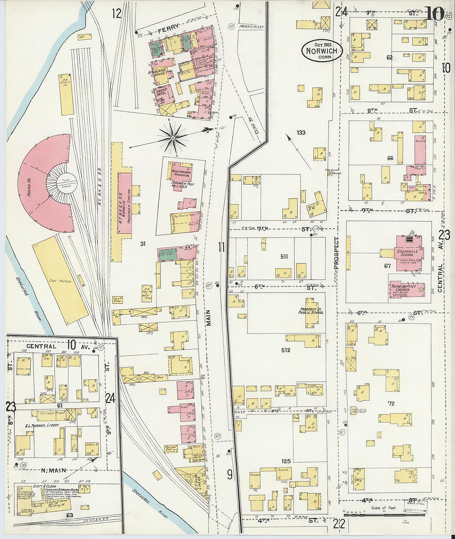 This old map of Norwich, New London County, Connecticut was created by Sanborn Map Company in 1903
