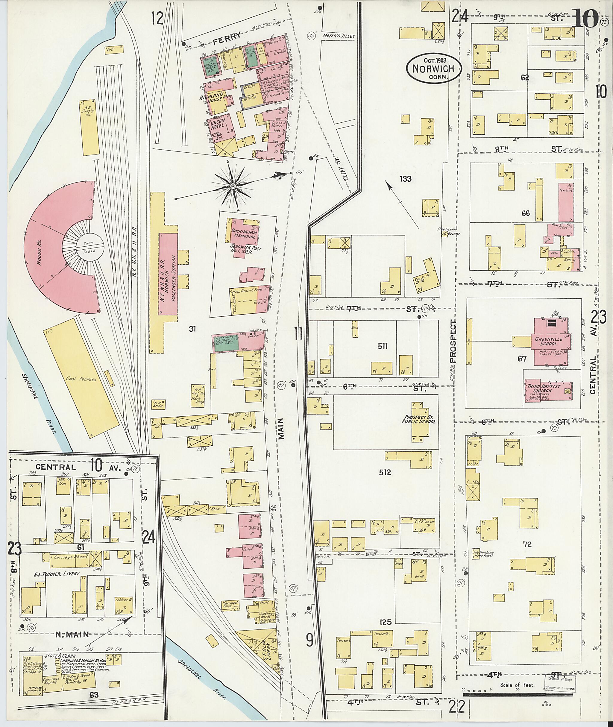 This old map of Norwich, New London County, Connecticut was created by Sanborn Map Company in 1903