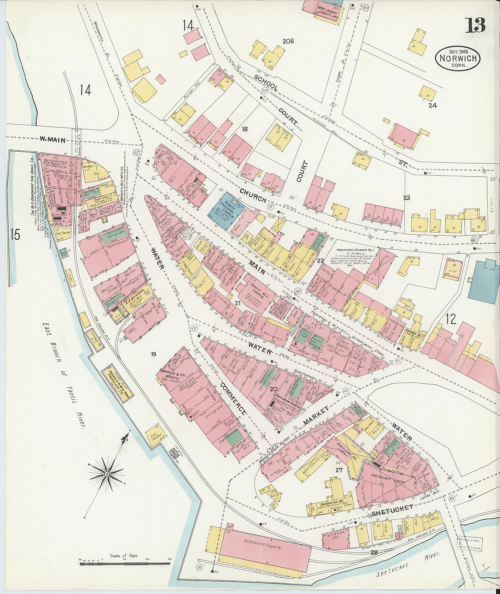 This old map of Norwich, New London County, Connecticut was created by Sanborn Map Company in 1903