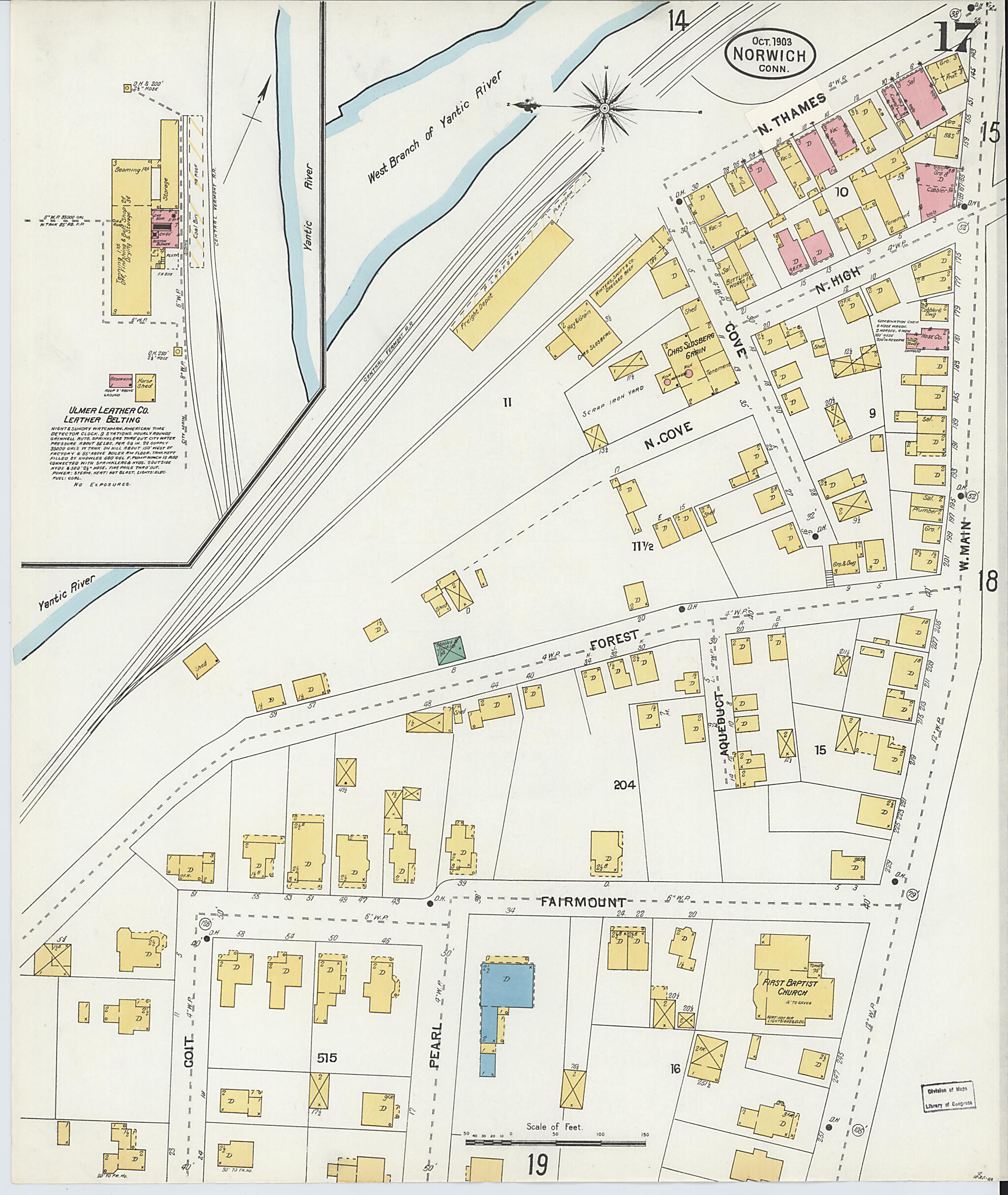 This old map of Norwich, New London County, Connecticut was created by Sanborn Map Company in 1903