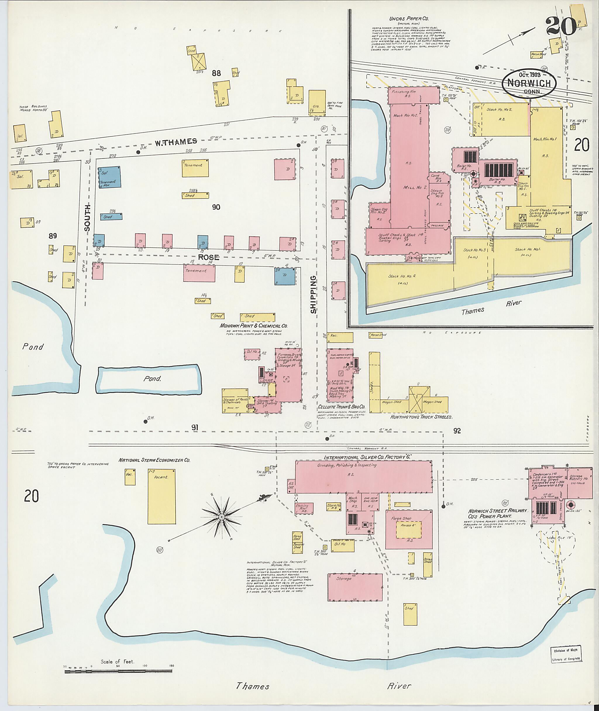 This old map of Norwich, New London County, Connecticut was created by Sanborn Map Company in 1903