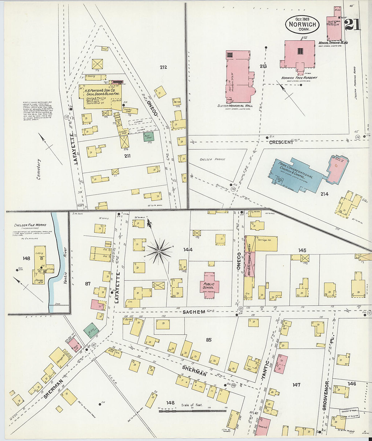 Norwich, New London County, Connecticut 1903 (Sheet 21 of 26) by Relic Map Company