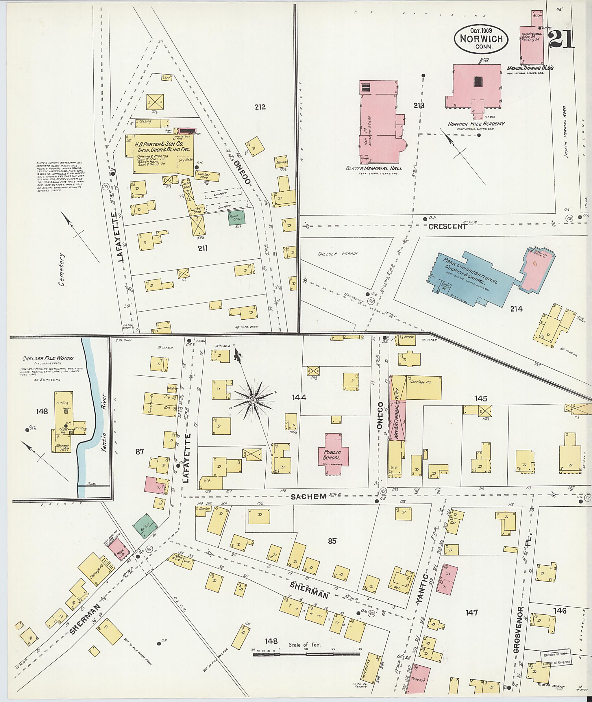 This old map of Norwich, New London County, Connecticut was created by Sanborn Map Company in 1903