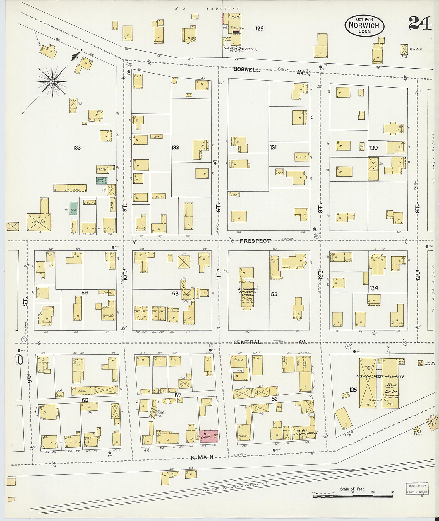This old map of Norwich, New London County, Connecticut was created by Sanborn Map Company in 1903