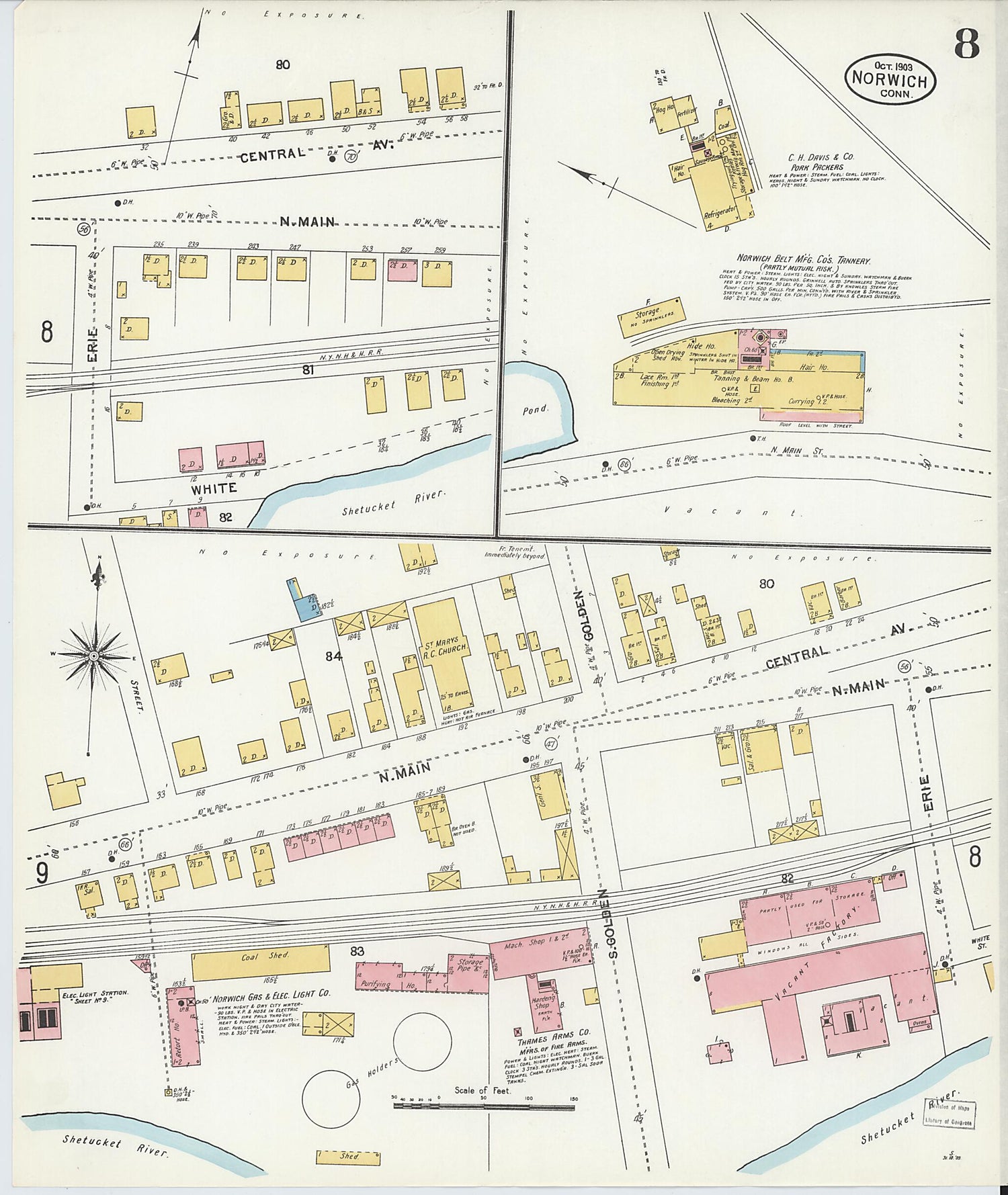 This old map of Norwich, New London County, Connecticut was created by Sanborn Map Company in 1903