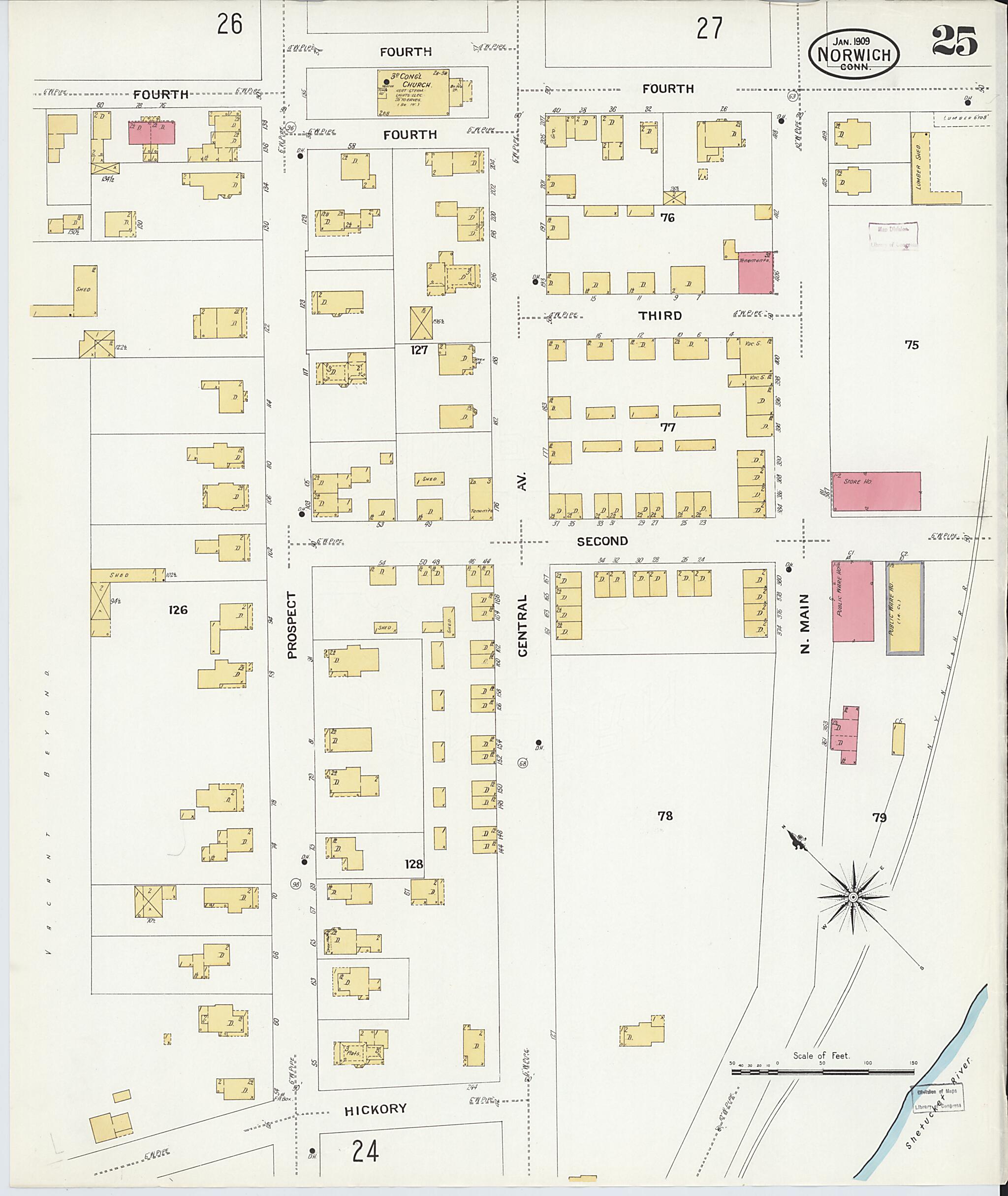 This old map of Norwich, New London County, Connecticut was created by Sanborn Map Company in 1909