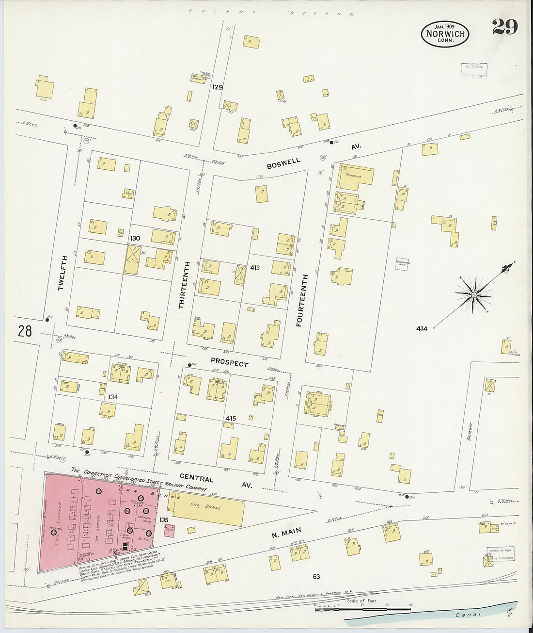 This old map of Norwich, New London County, Connecticut was created by Sanborn Map Company in 1909