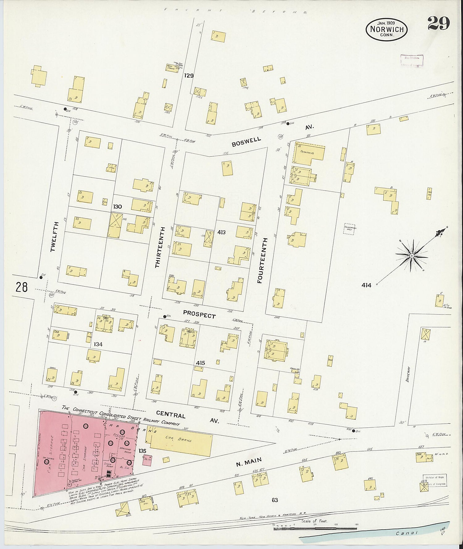 This old map of Norwich, New London County, Connecticut was created by Sanborn Map Company in 1909