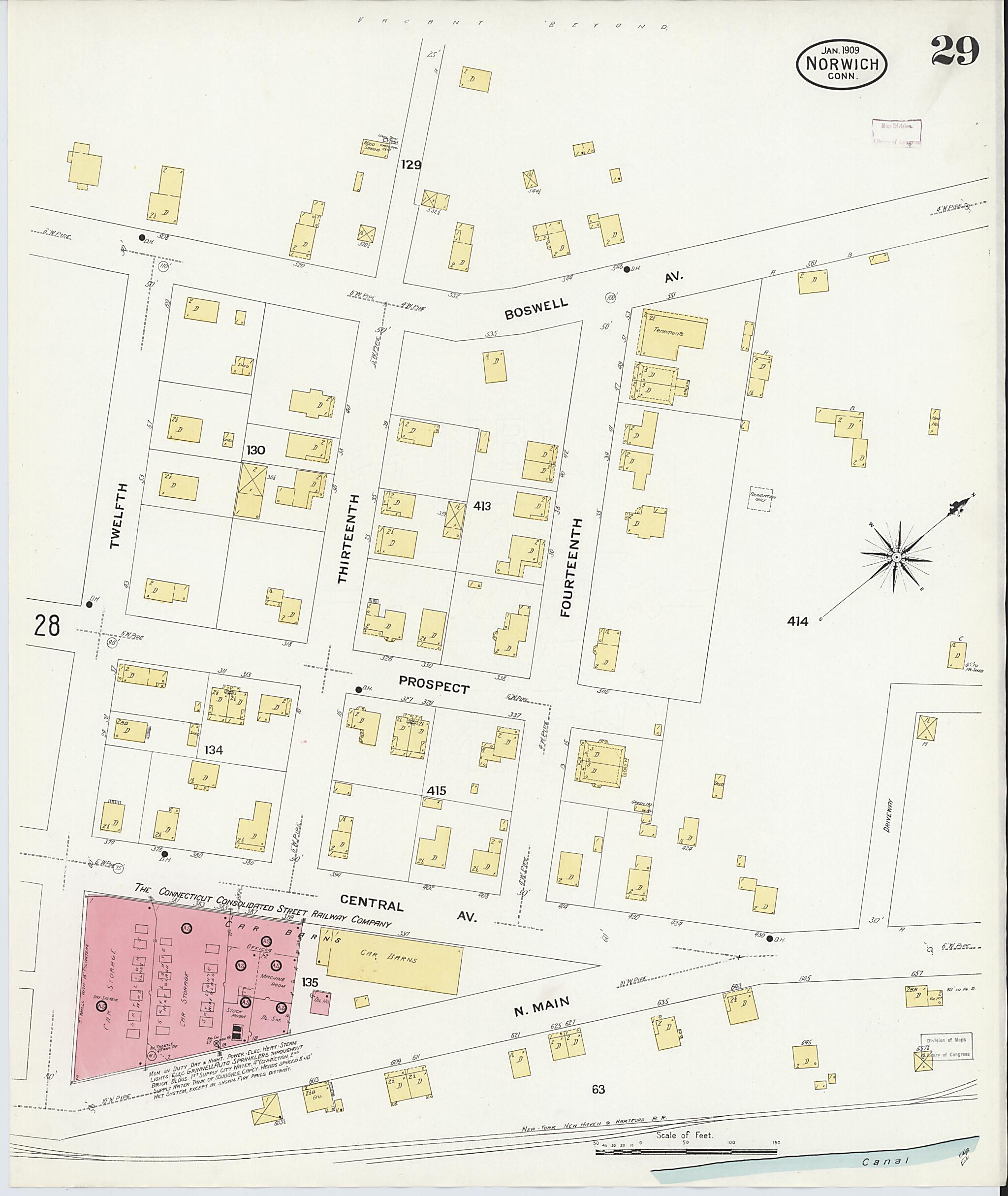This old map of Norwich, New London County, Connecticut was created by Sanborn Map Company in 1909