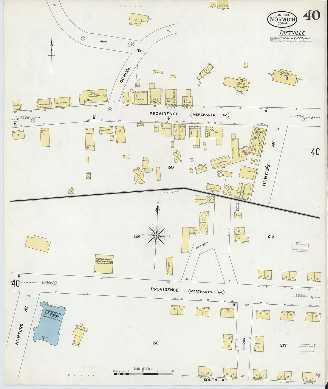 This old map of Norwich, New London County, Connecticut was created by Sanborn Map Company in 1909
