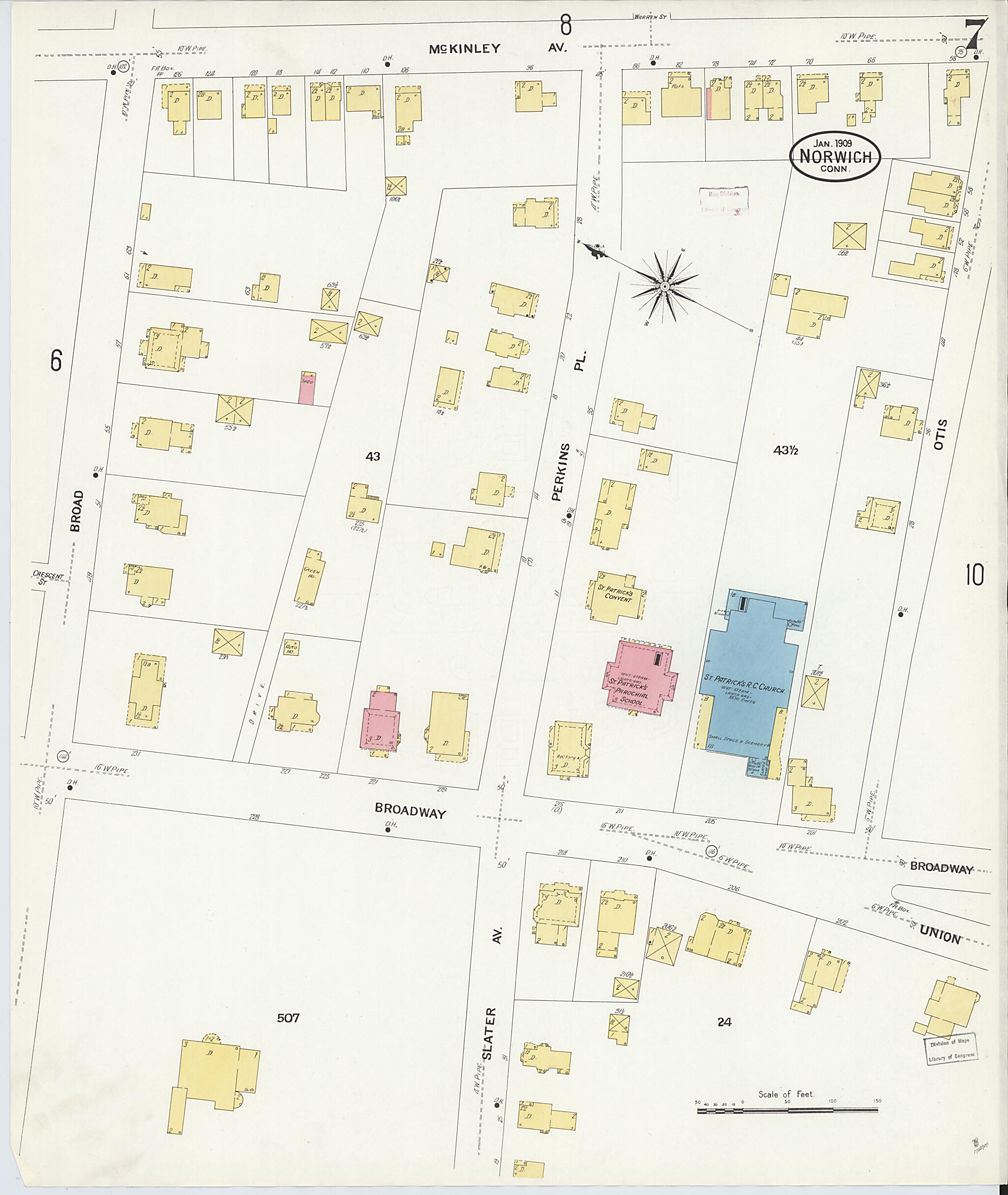 This old map of Norwich, New London County, Connecticut was created by Sanborn Map Company in 1909