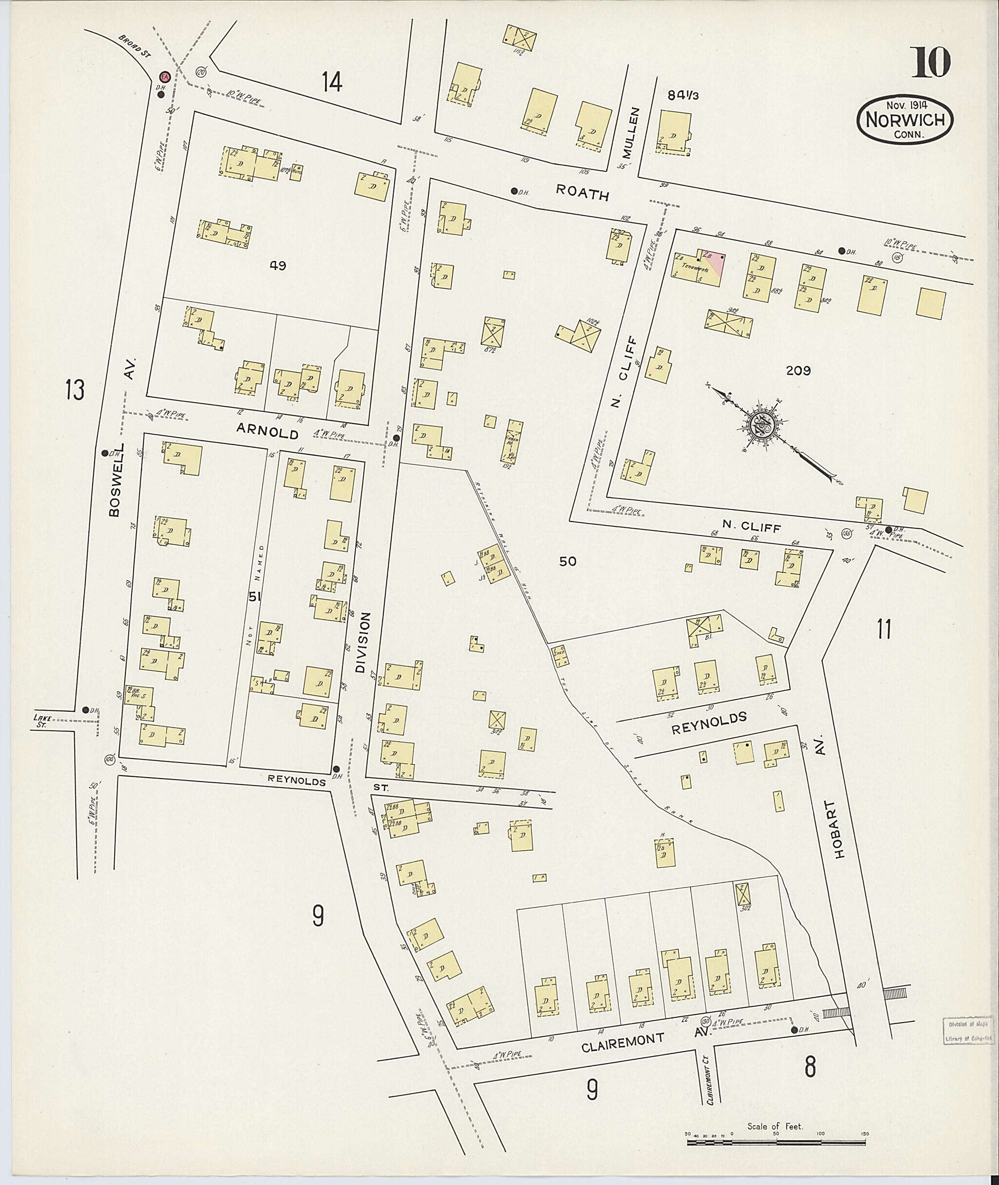 This old map of Norwich, New London County, Connecticut was created by Sanborn Map Company in 1914