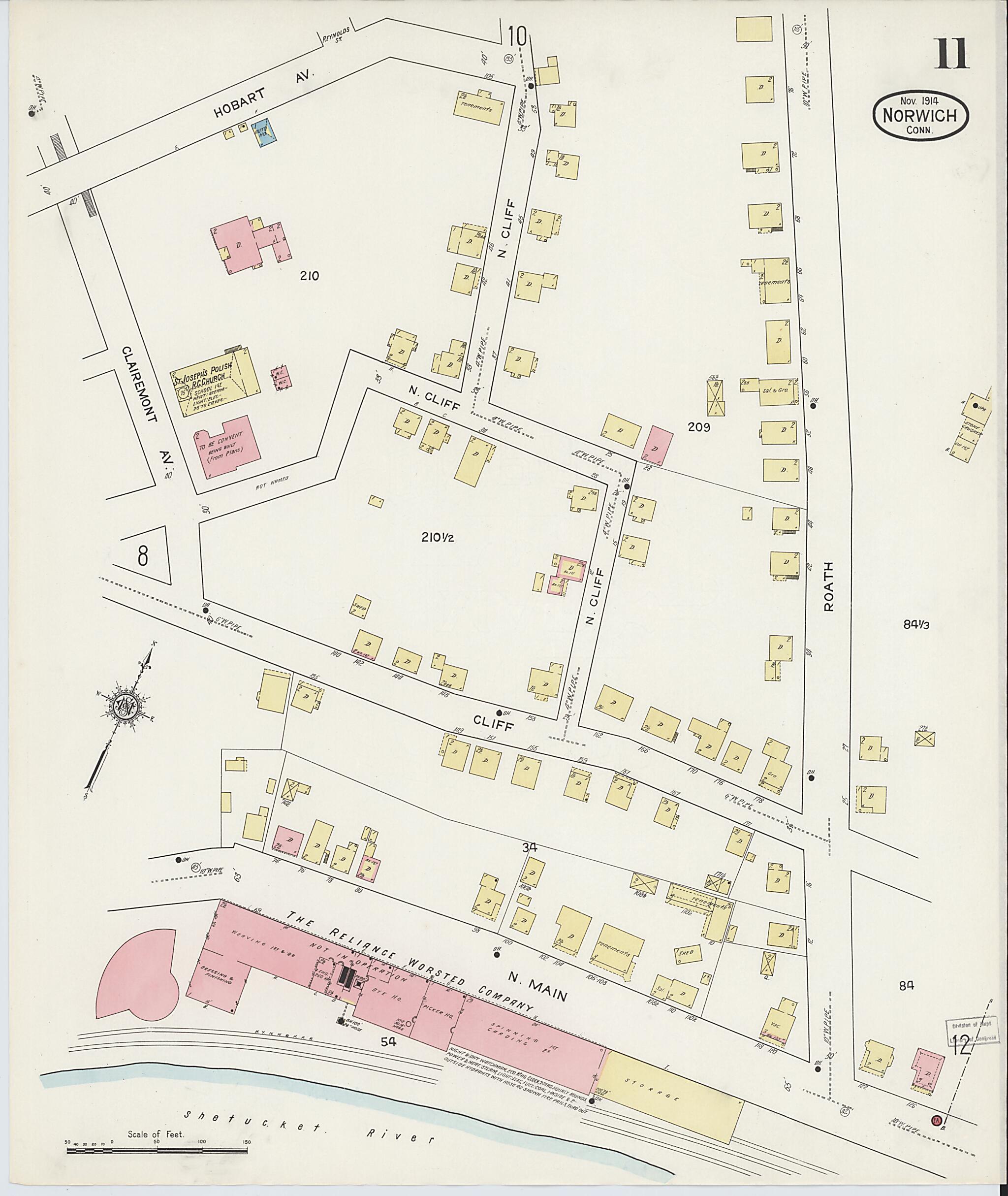 This old map of Norwich, New London County, Connecticut was created by Sanborn Map Company in 1914