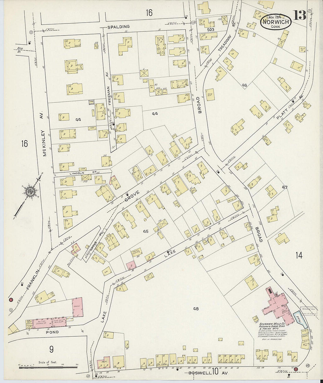 This old map of Norwich, New London County, Connecticut was created by Sanborn Map Company in 1914