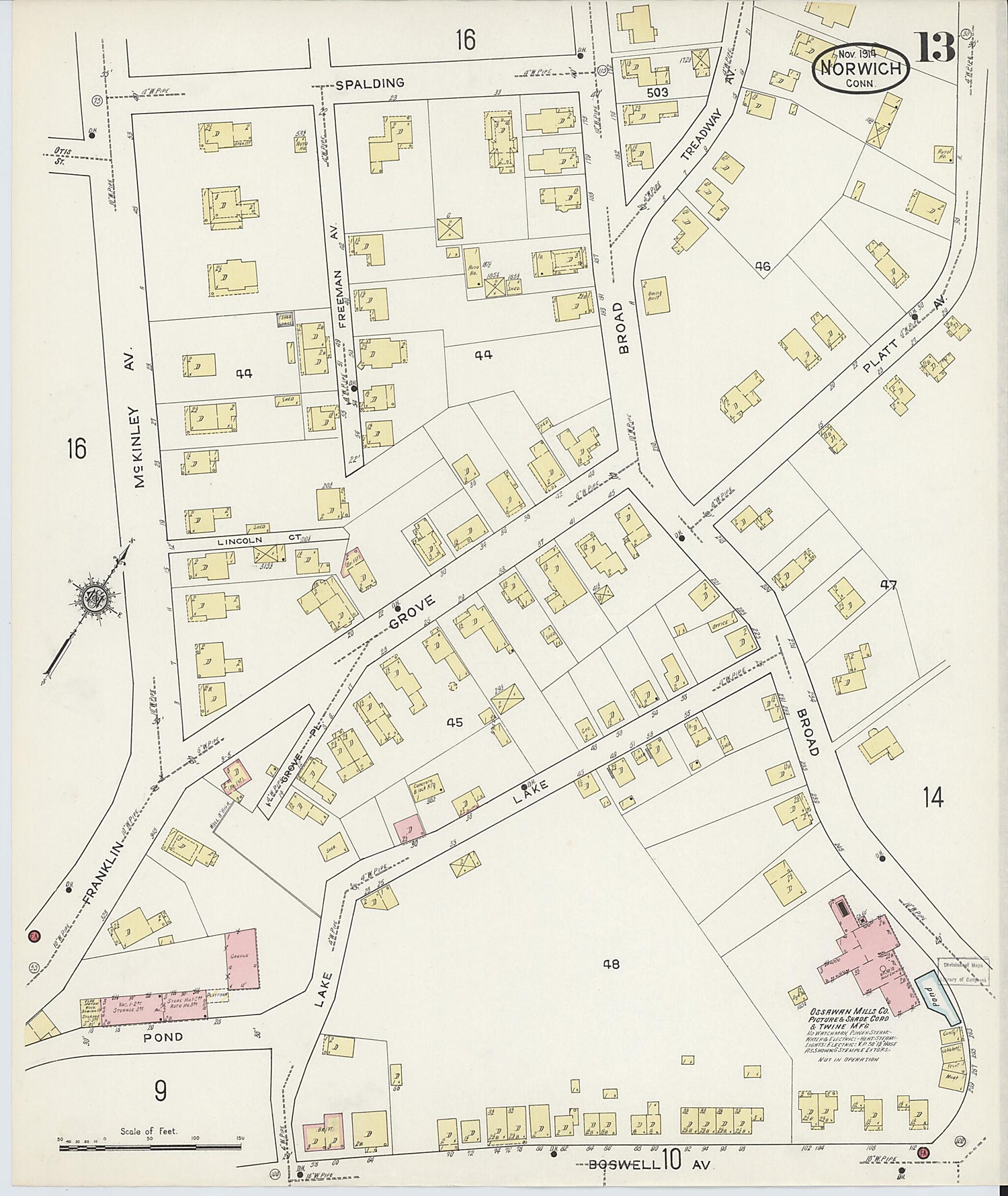 This old map of Norwich, New London County, Connecticut was created by Sanborn Map Company in 1914